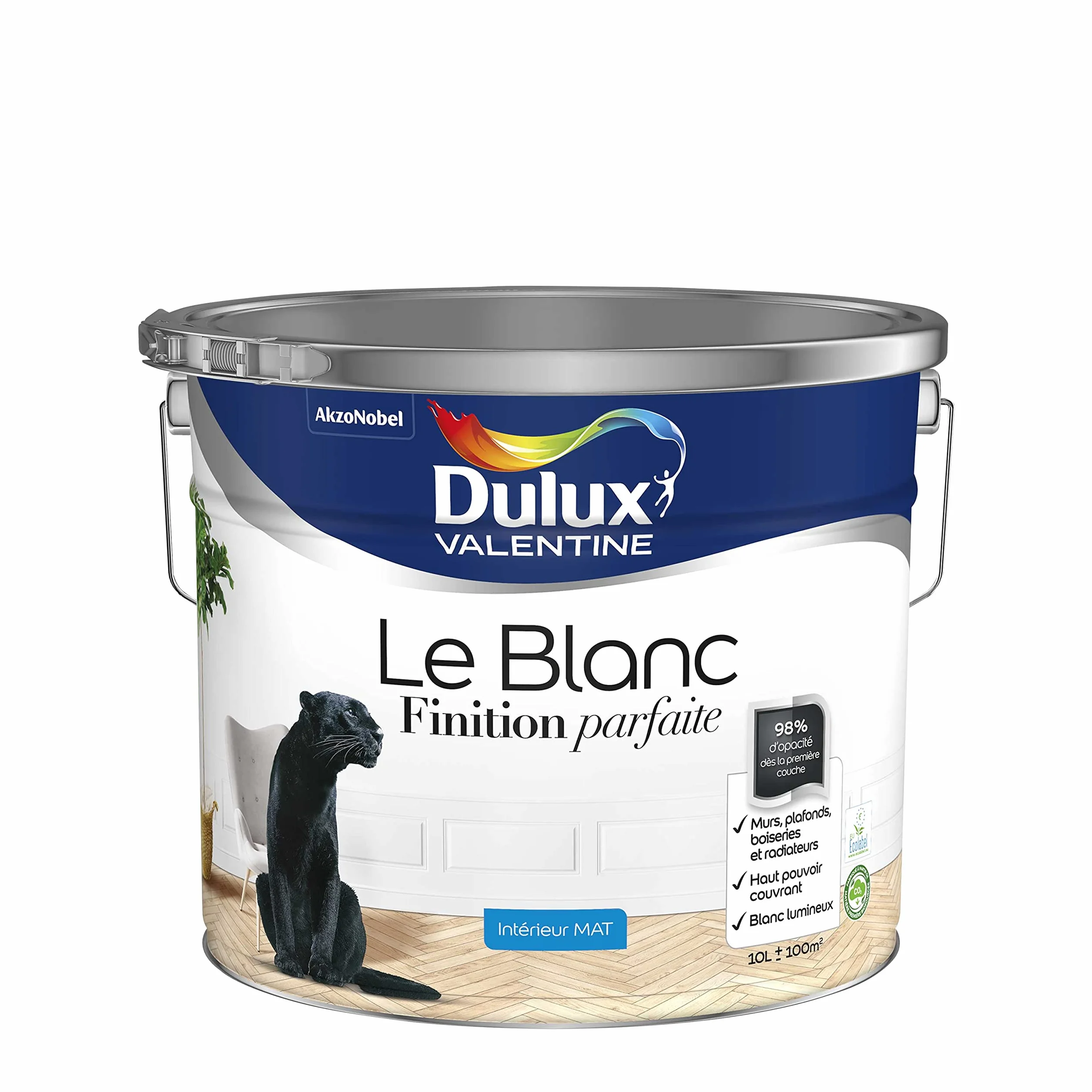 Dulux Valentine Le Blanc Finition Parfaite - Peinture Intérieure Murs, Plafonds et Boiseries - 98% d'opacité - Mat Blanc 10 L