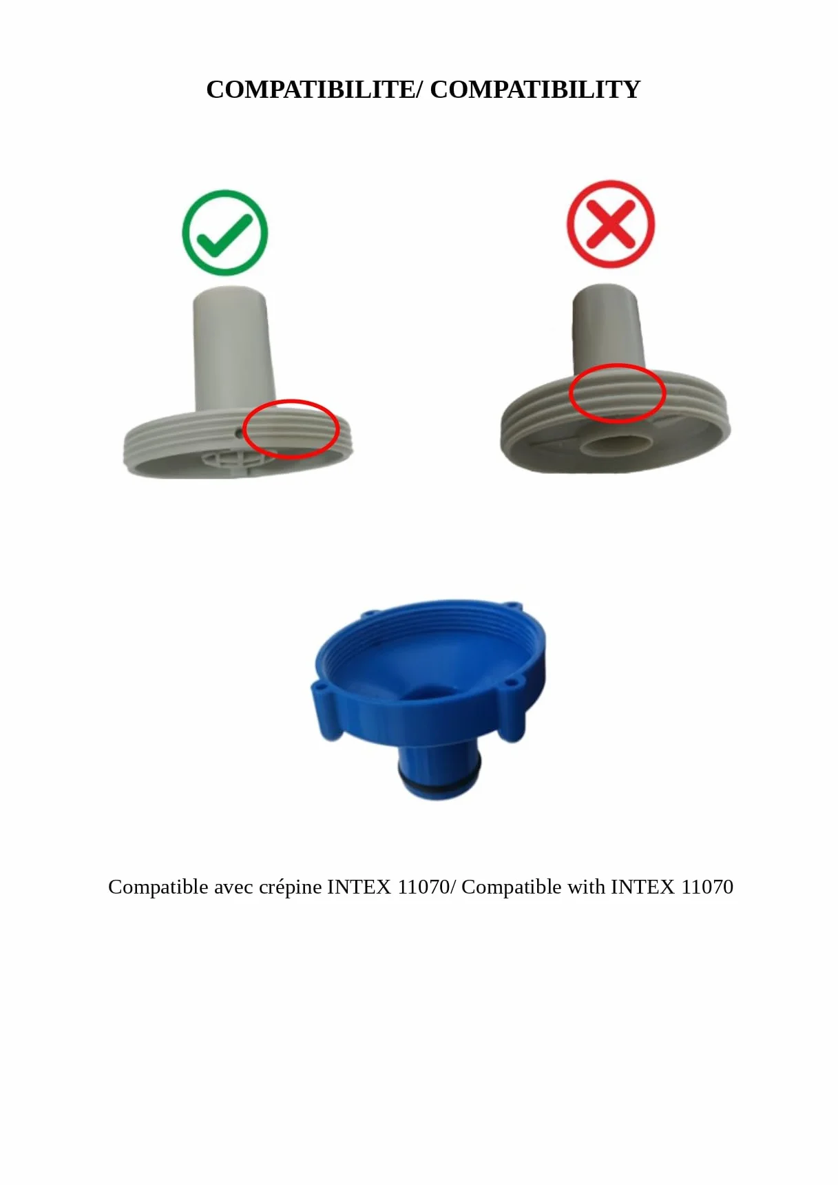 PF DOGGY Adaptateur Traîneau Raccord Vis 80 mm Tube 32 mm Bleu Compatible Filtre Intex 11070 Nettoyage Piscine