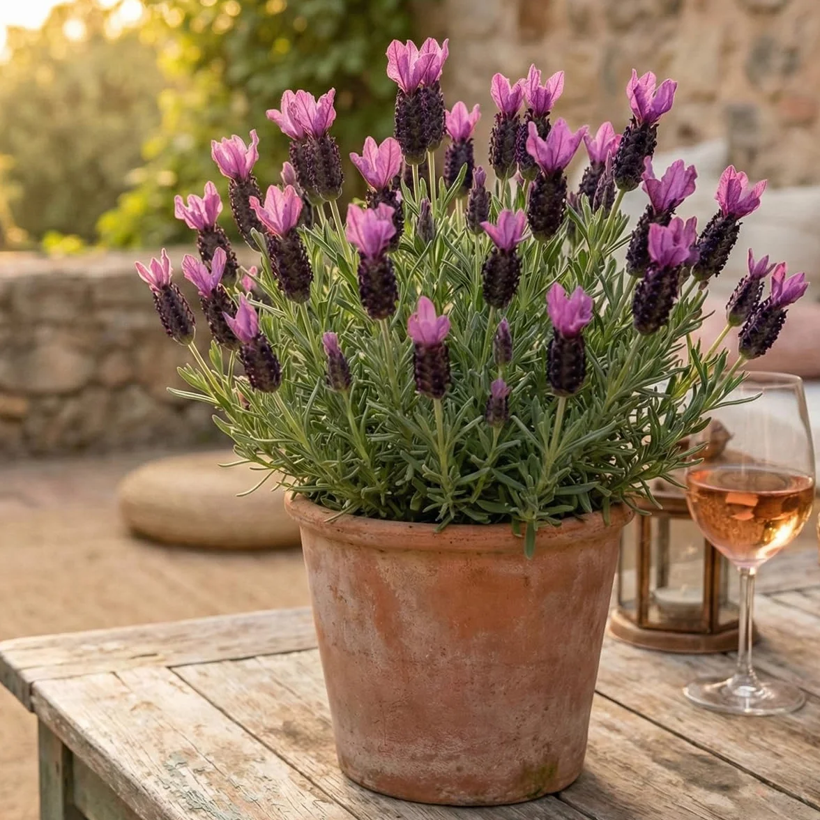 Bloomique Lavandula Stoechas Anouk Lavande Papillon Rustique Hauteur 20-25 cm Pot 12 cm