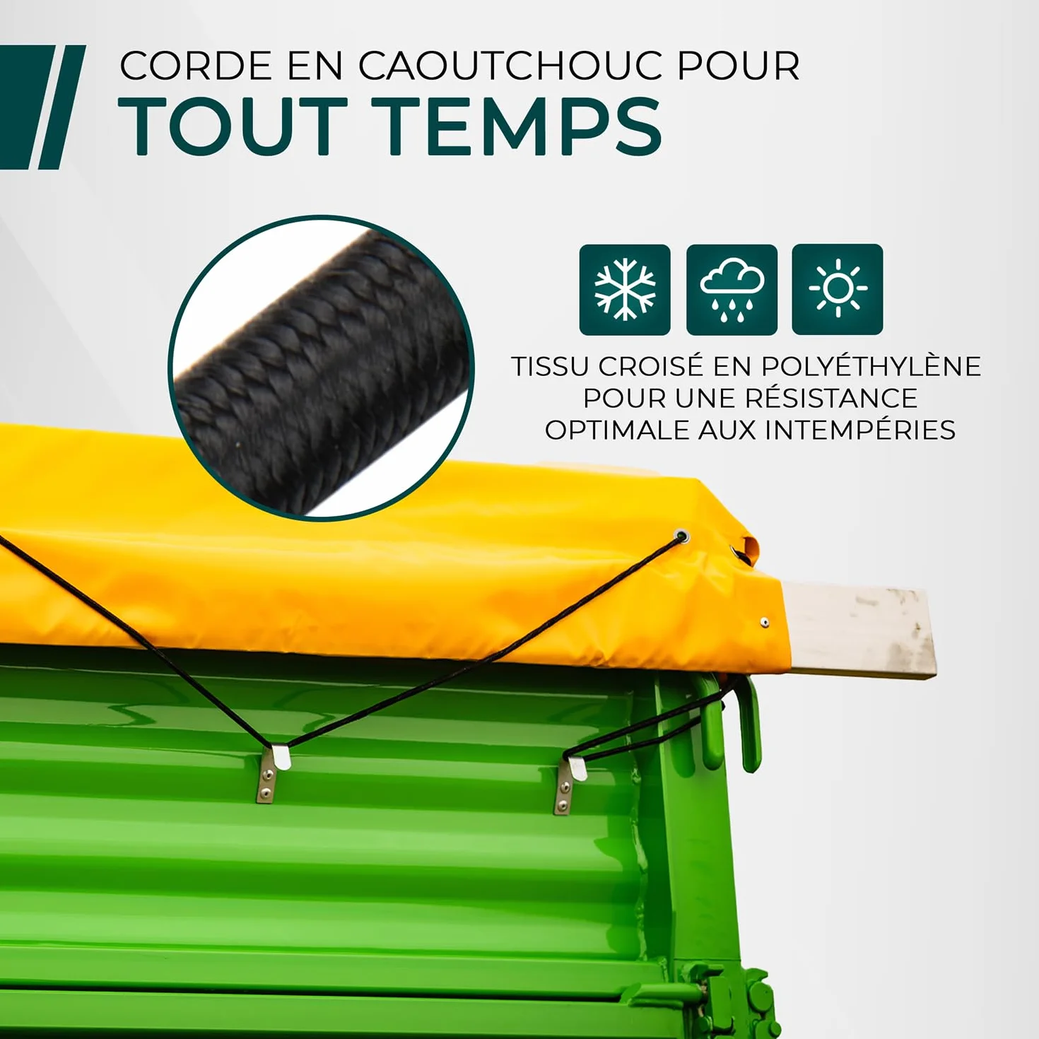 CargoVA - Corde élastique 5mm 10m Noire - Corde Extensible 70% d’élasticité - Corde résistante aux intempéries pour remorques, voiles d'ombrage, bâches, etc.