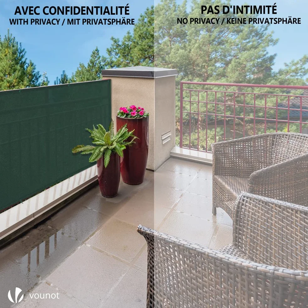 Brise Vue Occultant HDPE 150g/m² Protection UV Résistant Déchirures Vent Jardin Balcon 1.5x10m Vert