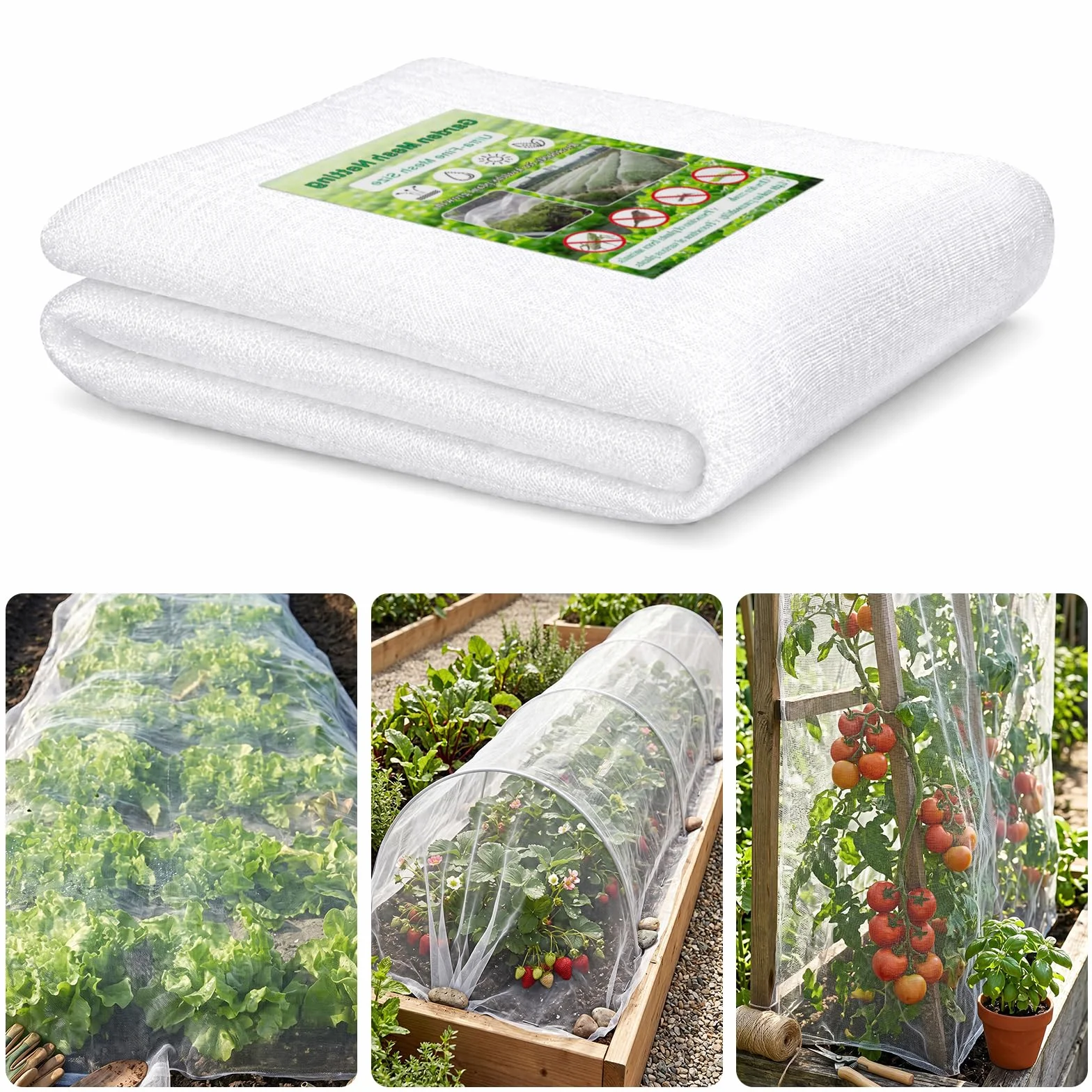 KINGLAKE Filet Anti Insecte 35 g/m² 2m x 10m Maille Fine Protection Cerisier Fraisier Jardin Potager Arbre Fruitier Blanc
