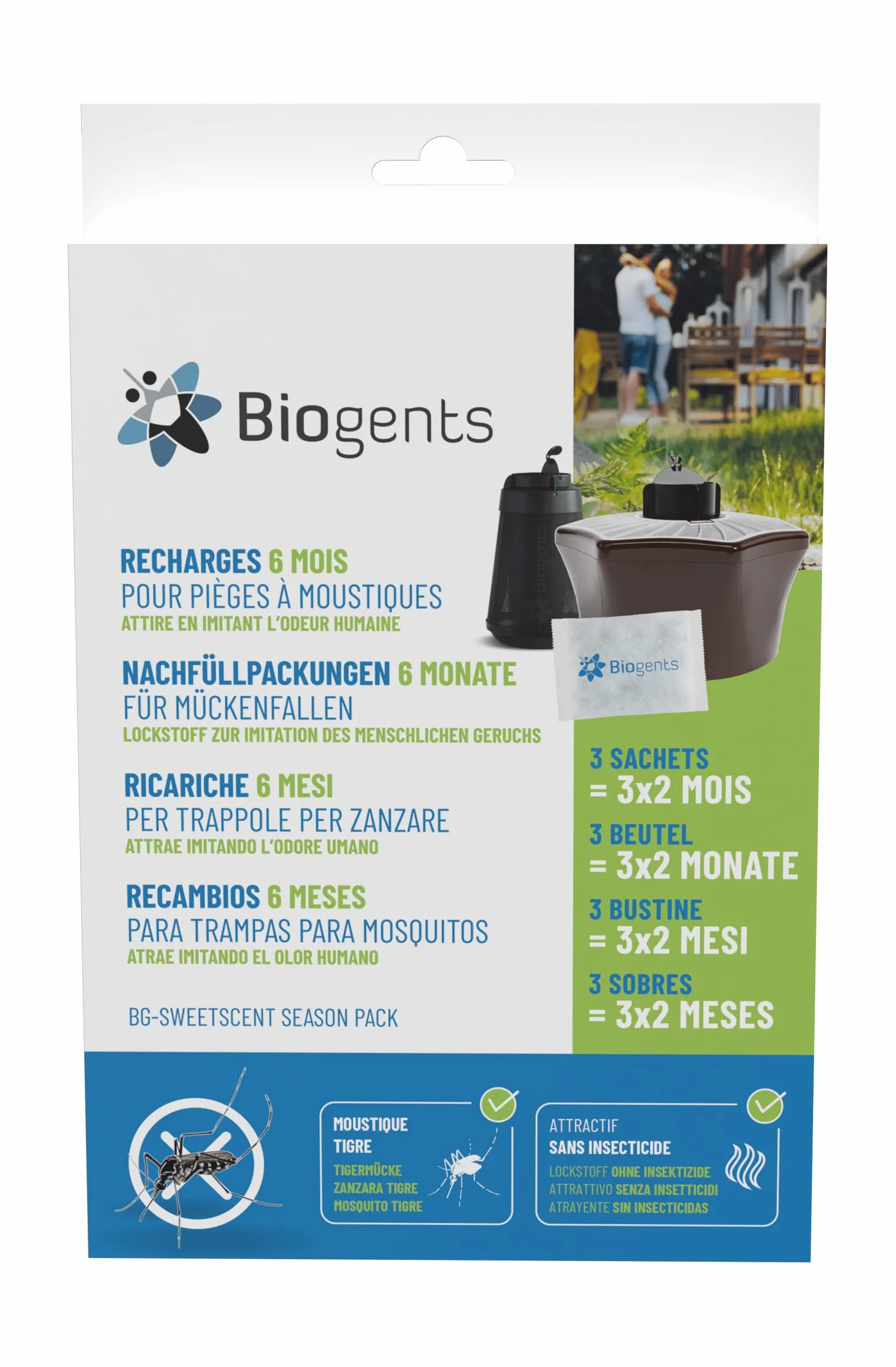 BIOGENTS Piège Extérieur Anti-Moustiques Tigres Recharge 6 Mois Season Pack