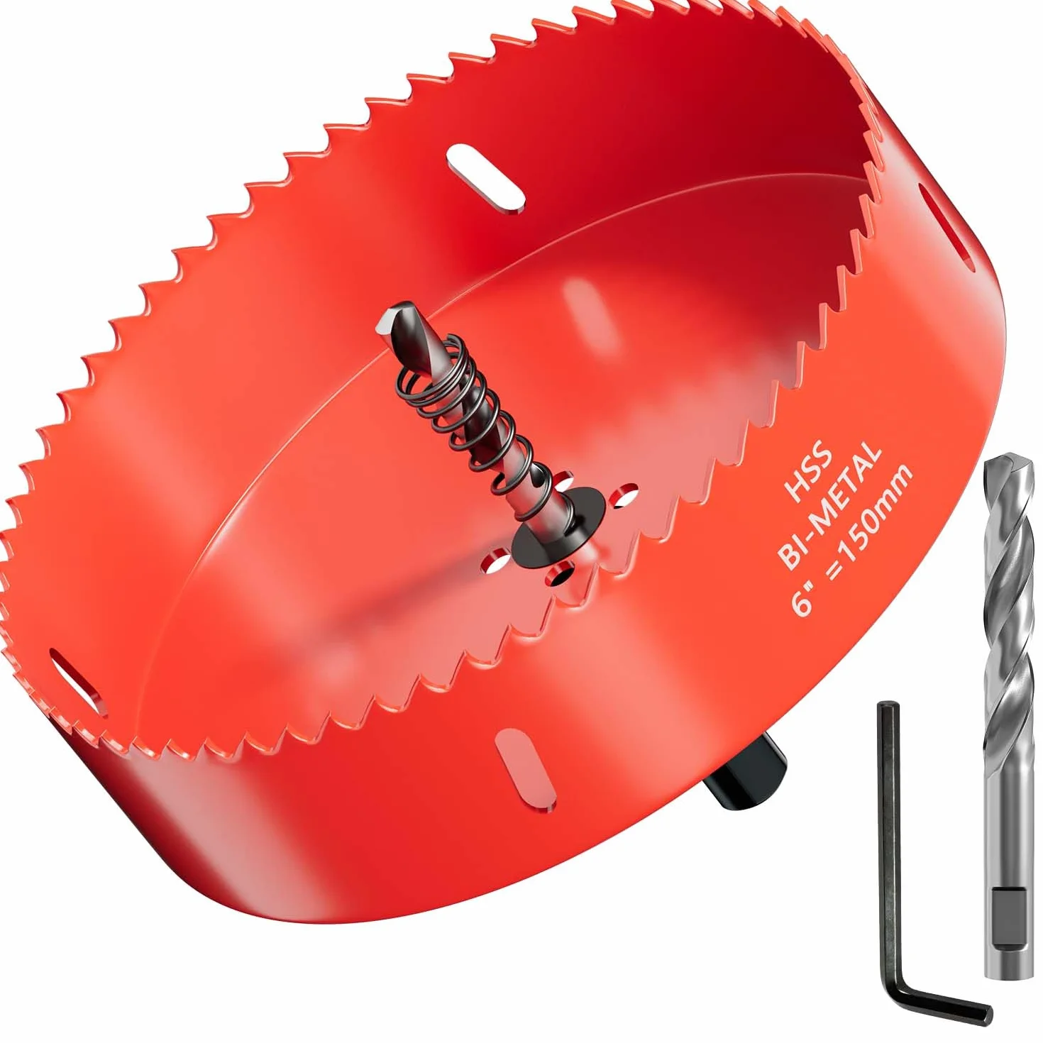 Scie cloche GARHWAL HSS M42 Bi-Métal 150 mm - Avec Adaptateur et Foret de centrage - Idéale pour bois, plastique, cloisons sèches, contreplaqué et métaux - Profondeur de coupe jusqu'à 32 mm