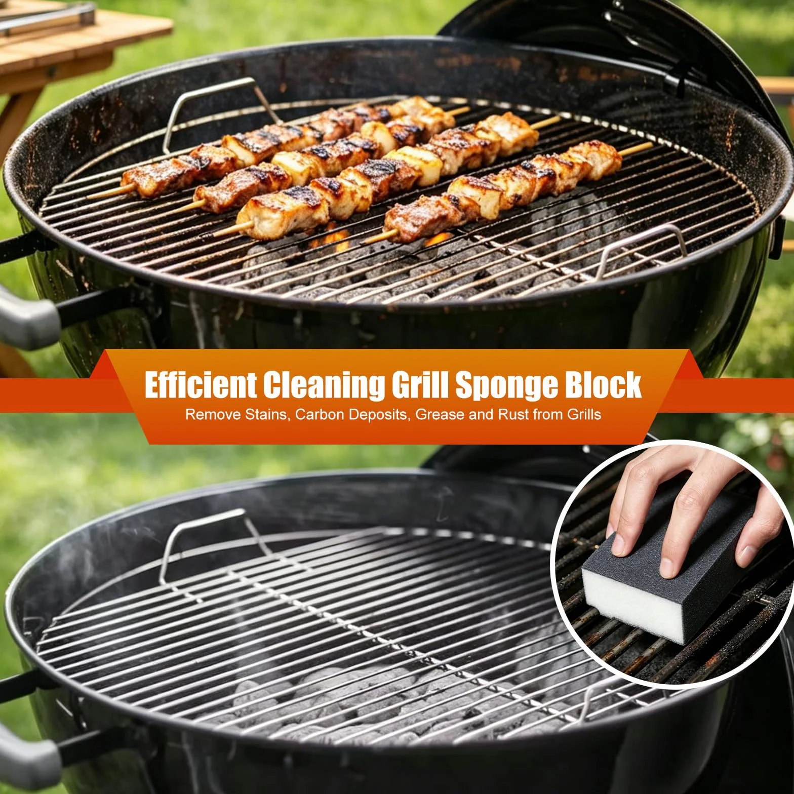 Éponges à Poncer Réutilisables pour Grille Barbecue, 6 Pièces Papier Abrasif Lavable