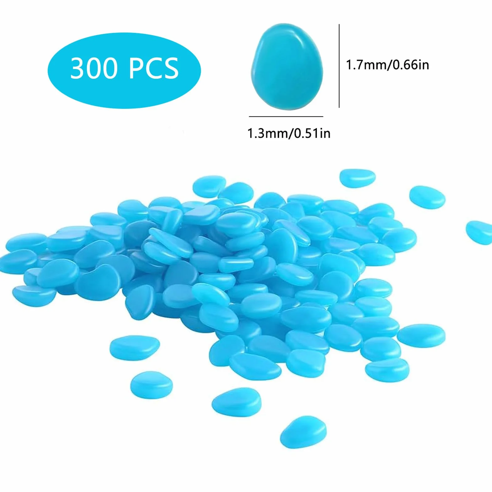 300 Pièces Pierres Lumineuses Décoratives pour Jardin Extérieur, Cailloux Aquarium Fluorescents