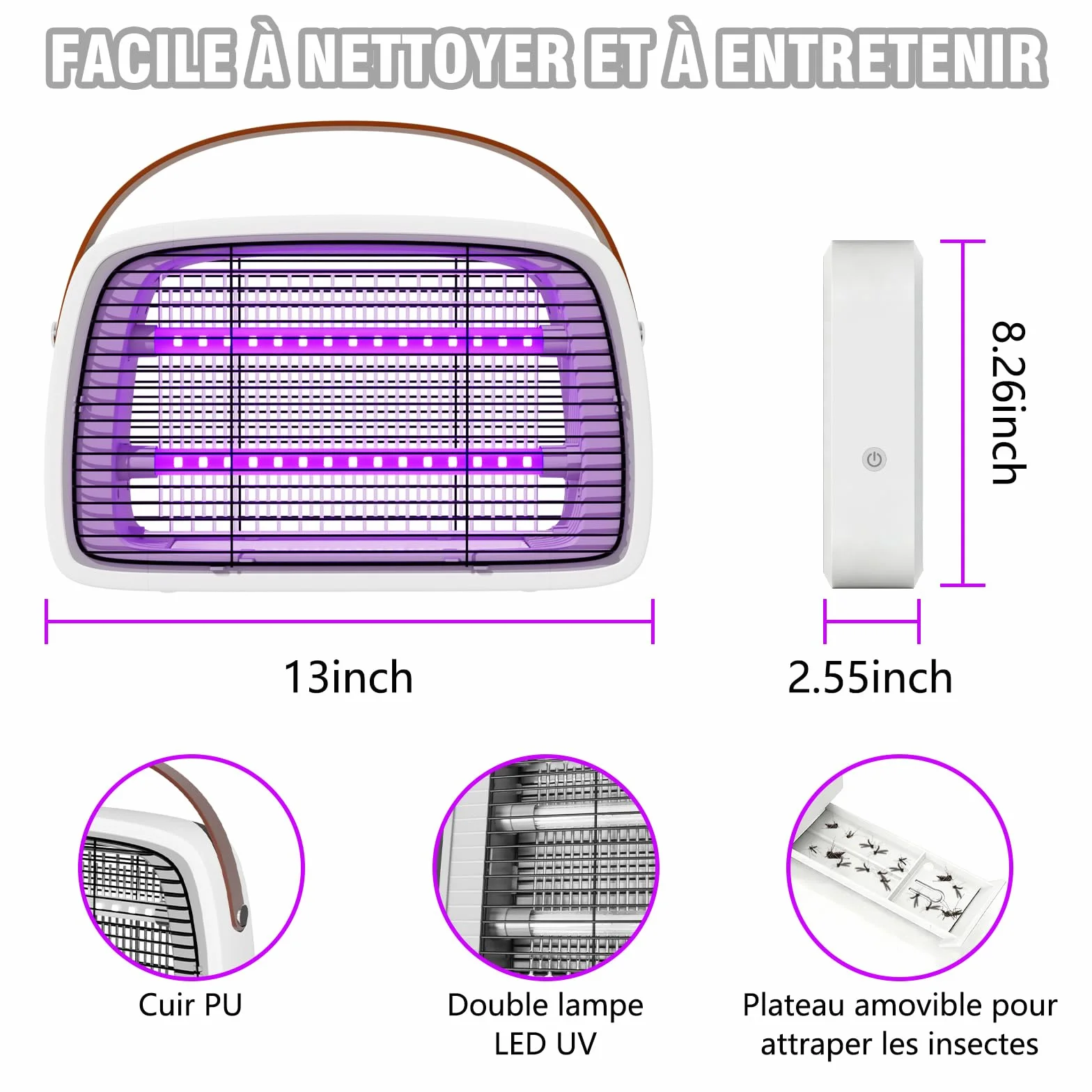 seenlast Lampe Anti Moustique, Tue-Mouches Electrique 3800V Anti-Insectes pour Intérieur Jardin Cuisine
