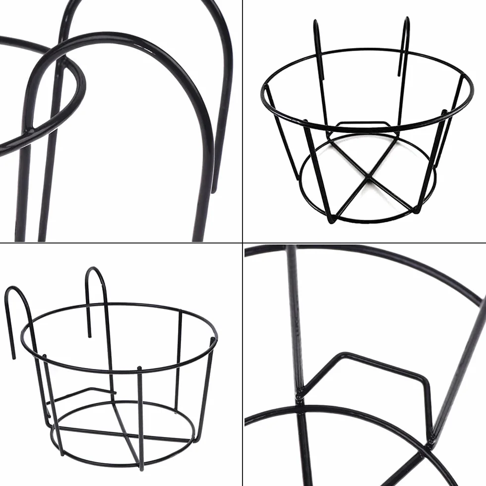 Support Fleurs Rond Crochet Jardinière Balcon Pot Métal Suspendu 2 Pièces