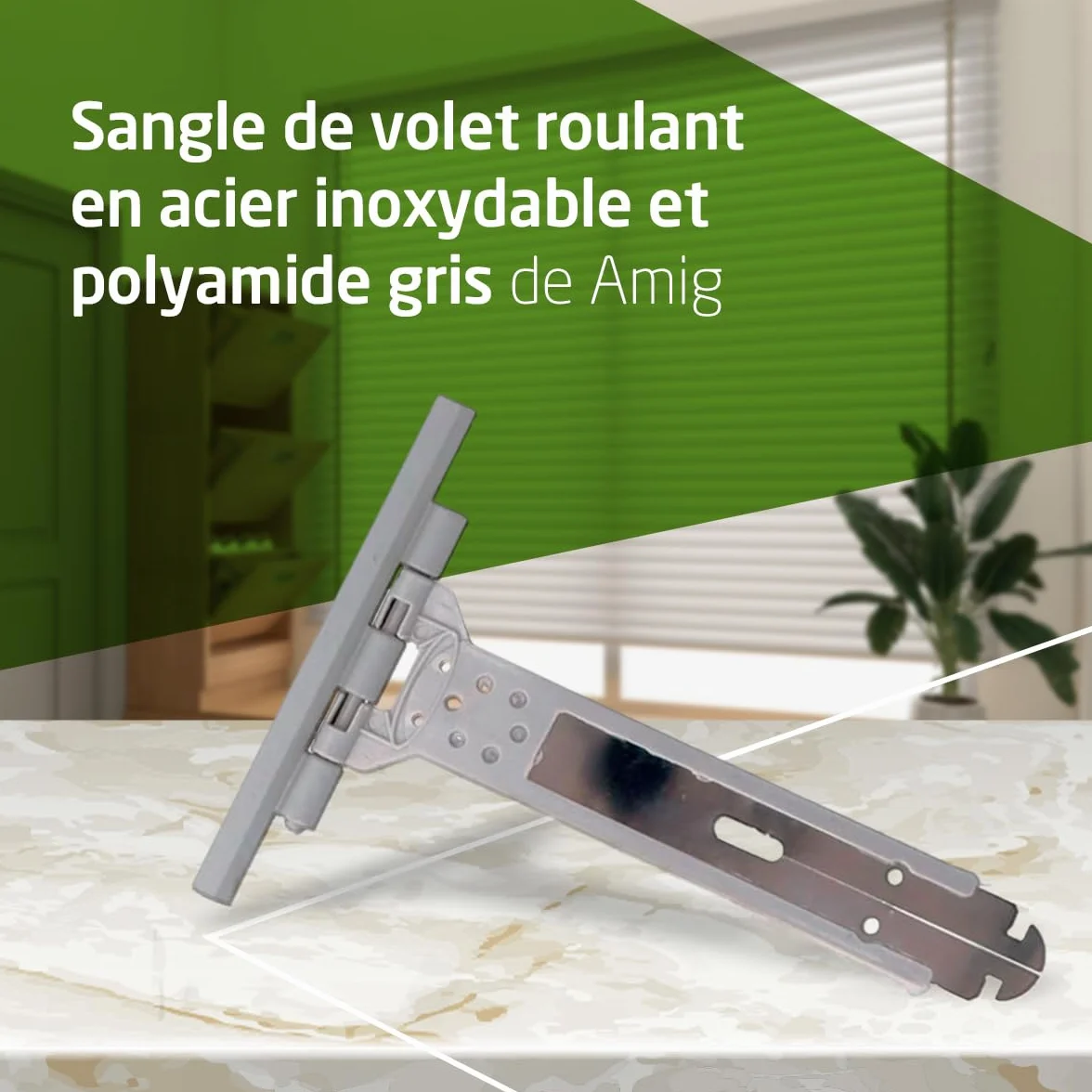 Amig - Lot de 4 sangles de volet roulant - Acier inoxydable et polyamide gris - 150 mm - Attache volet résistant à la corrosion - Améliore la stabilité et durabilité des volets - Installation facile