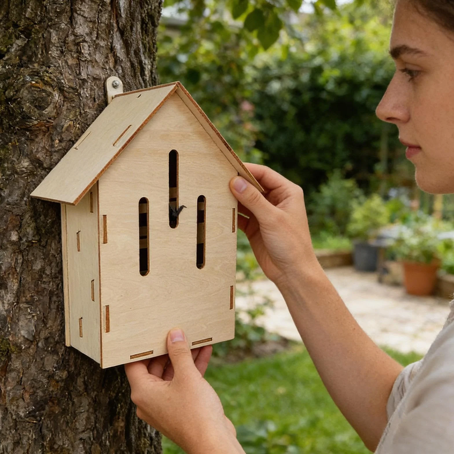 Nichoir à Chauves-Souris en Bois Habitat Animal Extérieur Cavité de Repos