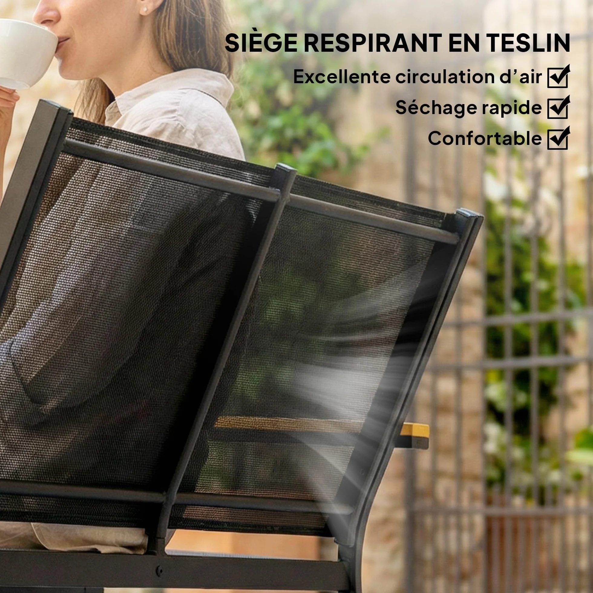 Outsunny Salon de Jardin extérieur 4 pièces canapé 2 Places chaises Table Basse Verre trempé Noir
