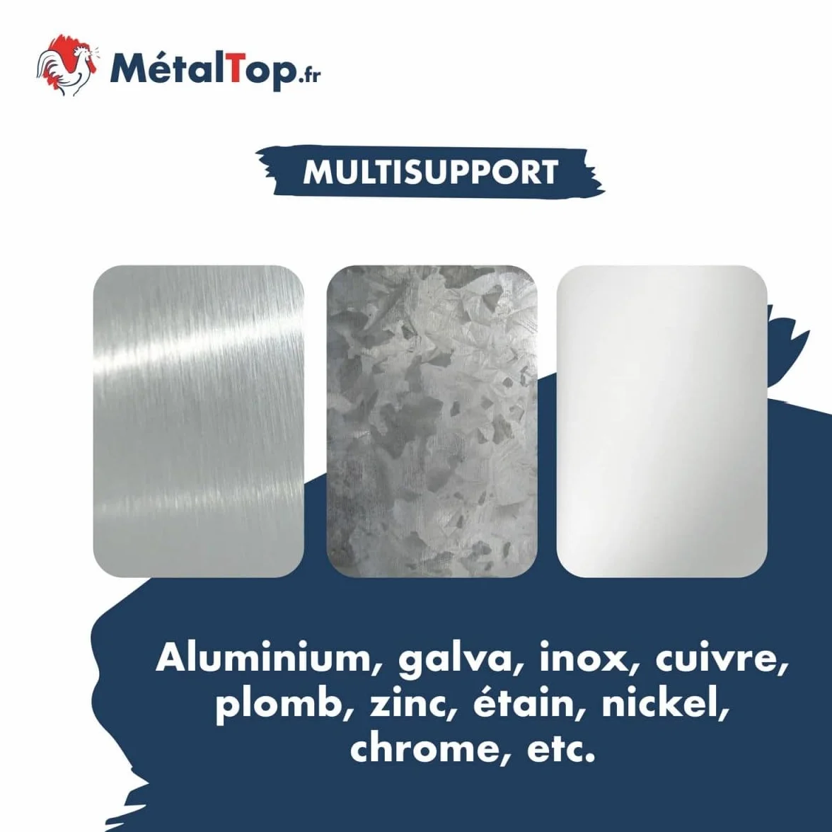 Metaltop - Vernis Aluminium - Bombe 400 ml - Pour une bonne adhérence sur l'aluminium, l'inox et le zinc
