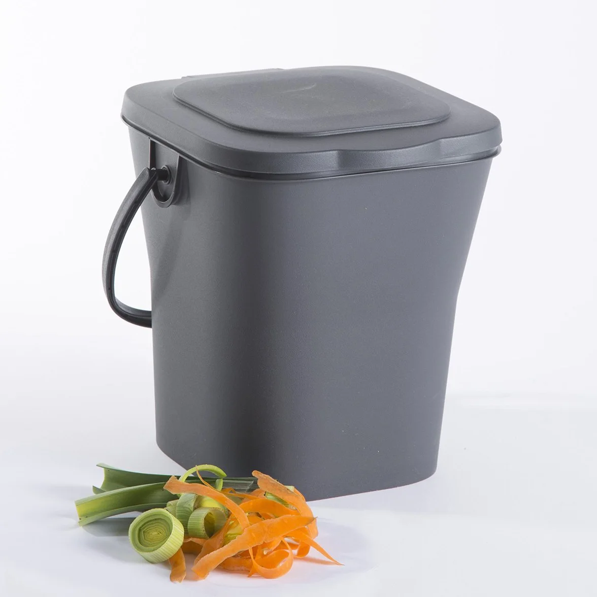 Seau à Compost 6 L Mini Poubelle avec Couvercle Fermeture Hermétique Gris