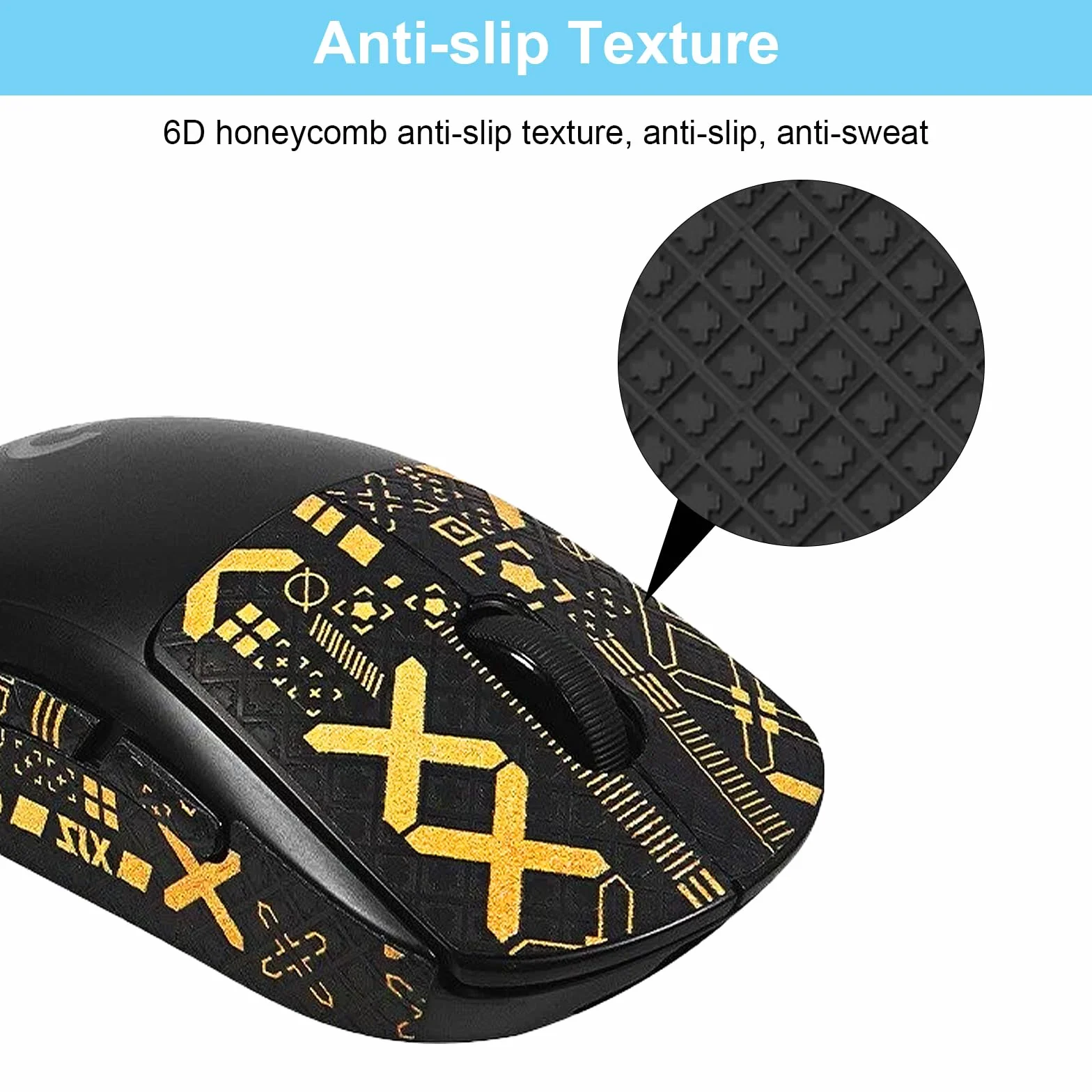 Grip Tape Souris Logitech G Pro X Superlight 2 – Bande Antidérapante Ultra-Fine Anti-Sueur Autocollante – 2 Sets Noir & Noir-Doré, Accessoires Gaming pour Logitech G Pro Superlight 1/2