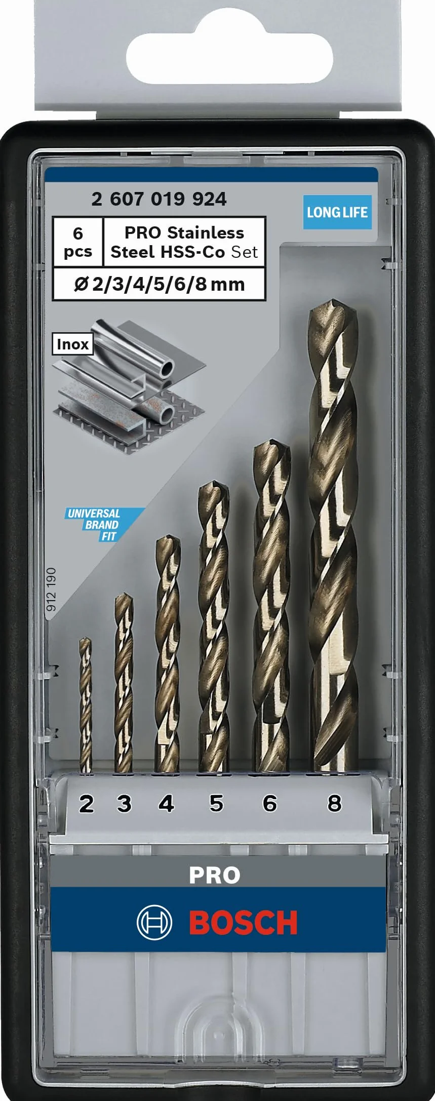 Bosset Coffret de forets hélicoïdaux PRO HSS-Co Acier inoxydable 2-8 mm