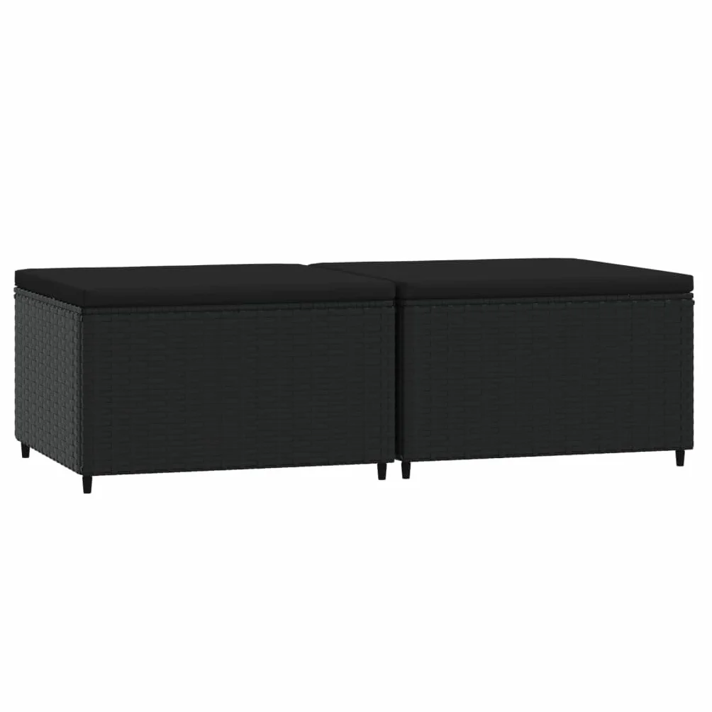 vidaXL Repose-Pieds de Jardin résine tressée Noir 2 pcs Pouf Ottoman Tabouret