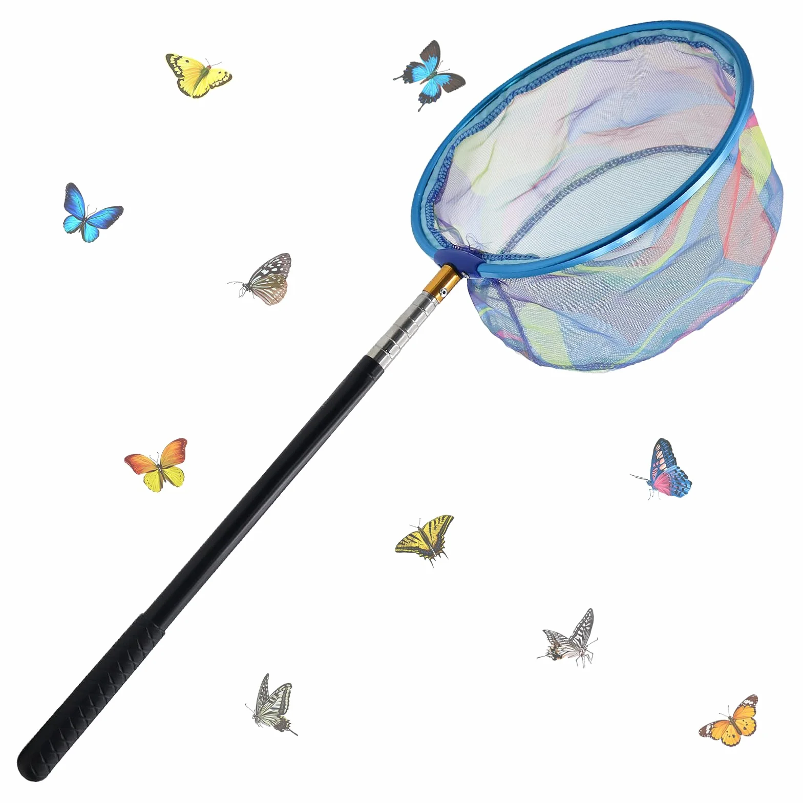 Epuisette Enfant Filet Papillon 66-150 cm Extensible Manche Télescopique Piscine Peche Capture Poissons Insectes