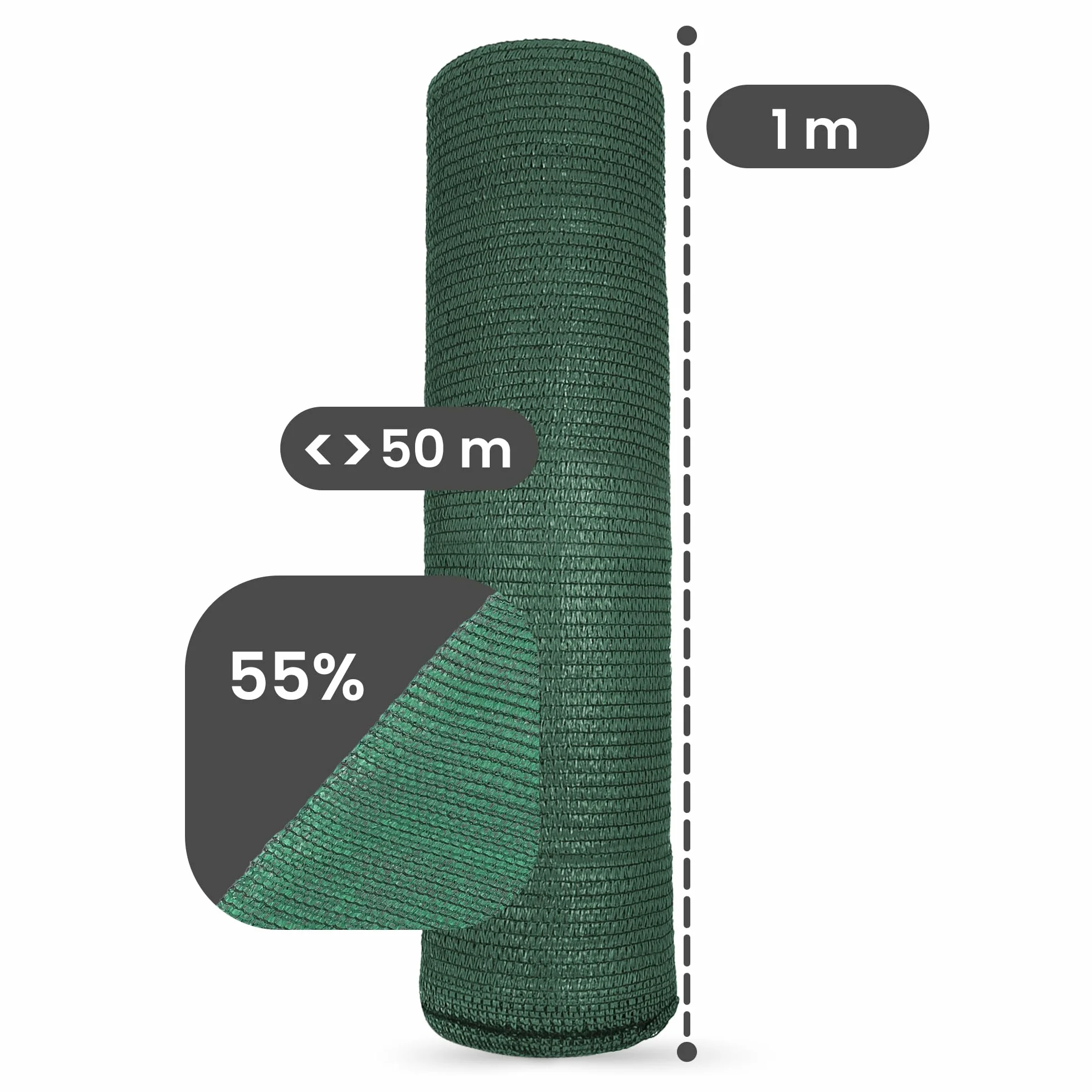 Instalguru Filet d'Ombrage 1m x 25m 55% UV Résistant Déchirures Vent Jardin Balcon Terrasse