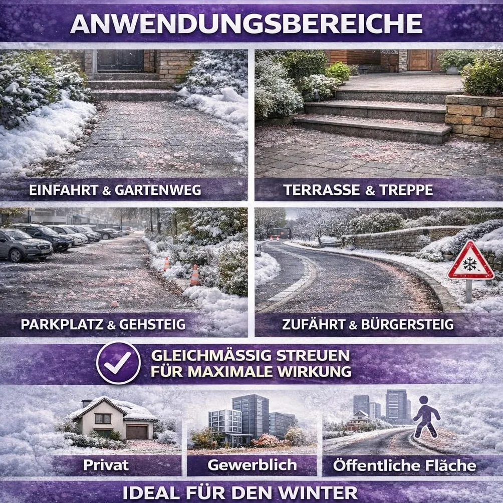 GiDeli Sel de déneigement 10 kg – Sel de dégivrage rose contre glace et neige – Adapté aux animaux – Efficace