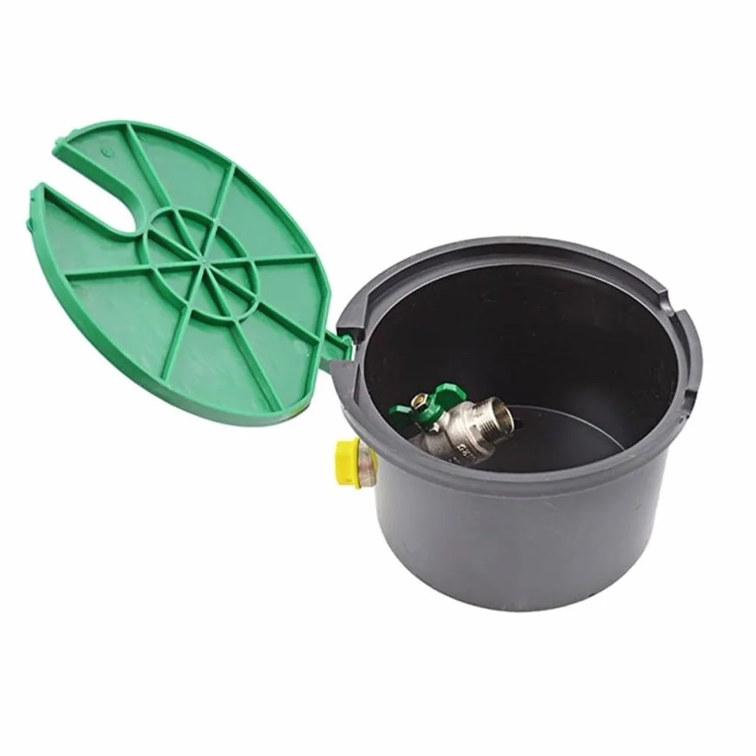 Arquette d'irrigation circulaire à enterrer 3/4" mâle Ø Base 17 cm Ø Couvercle 19 cm Hauteur 14 cm