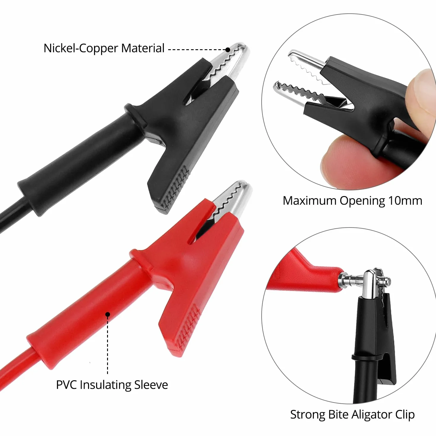 QWORK® Kit de fils de test multimètre, cordons de test à fiche banane de 1 m, cordons pour pinces crocodiles, aiguilles remplaçables
