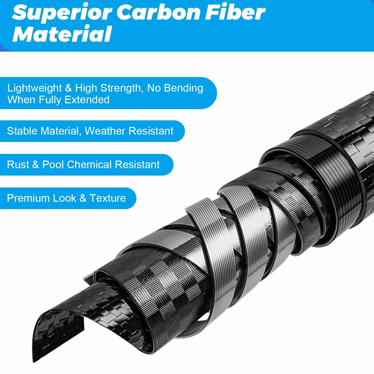 DOBEN Perche Télescopique Fibre de Carbone 1,44-4,88 m pour Piscine