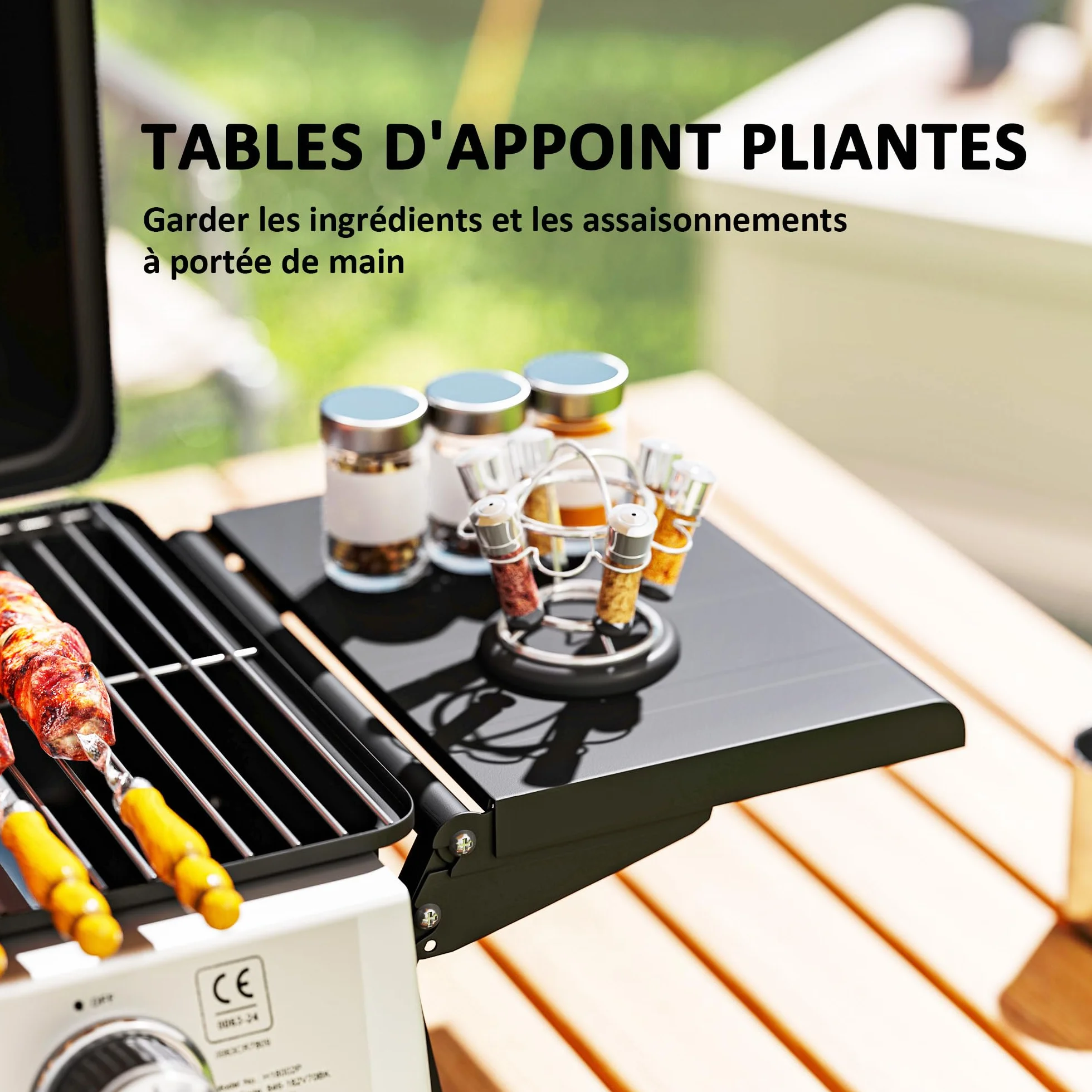 Outsunny Barbecue gaz de table transportable 2 brûleurs 5,6 kW avec grille de cuisson noir