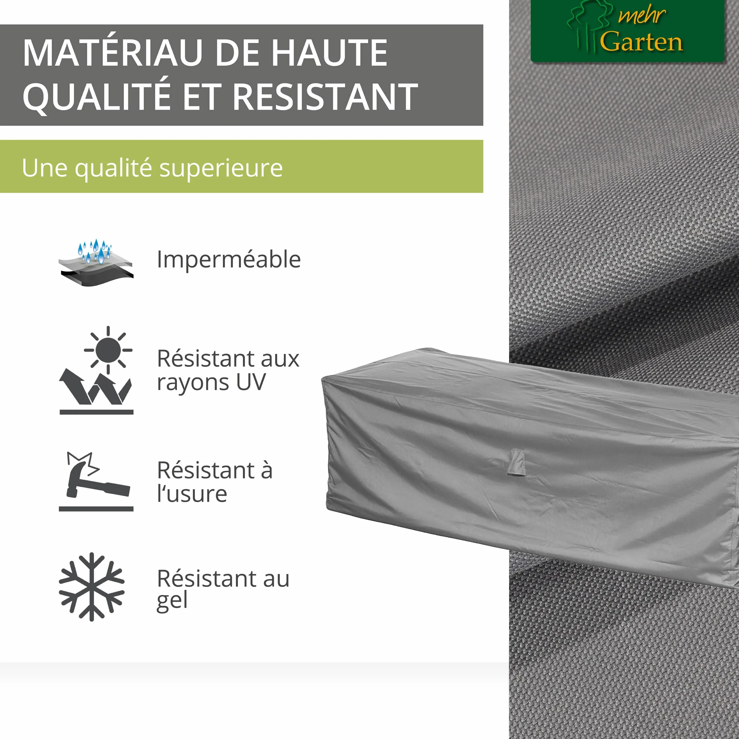 Housse de protection pour canapé de jardin 220 x 90 x 80 cm polyester Oxford 600D gris