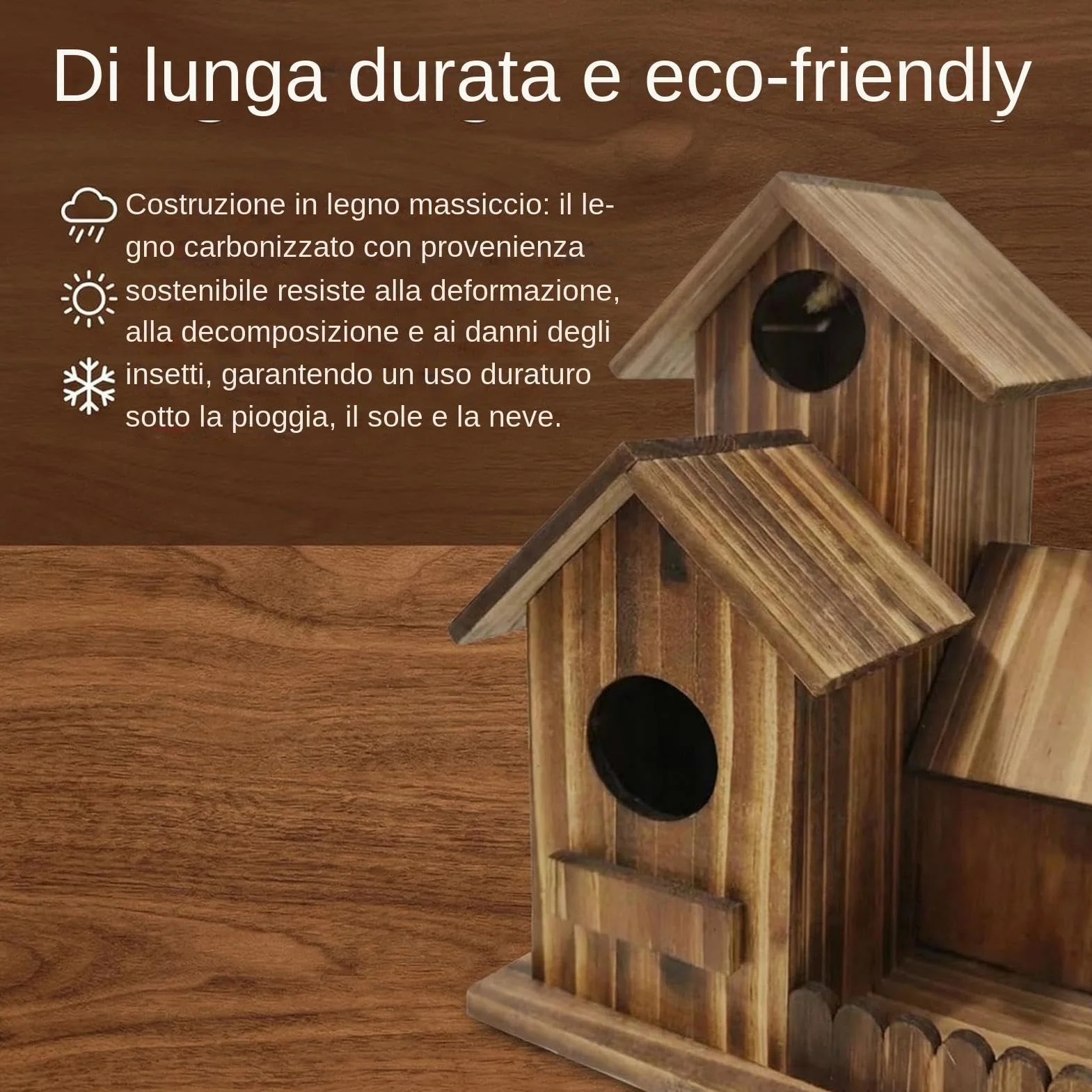 Eichhörnchen-Futterstation Drei-Kammer-Design Holz Futterhaus Streifenhörnchen Feeder mit Flexiblem Dach Wetterfestes Natur-Echtholz Haus