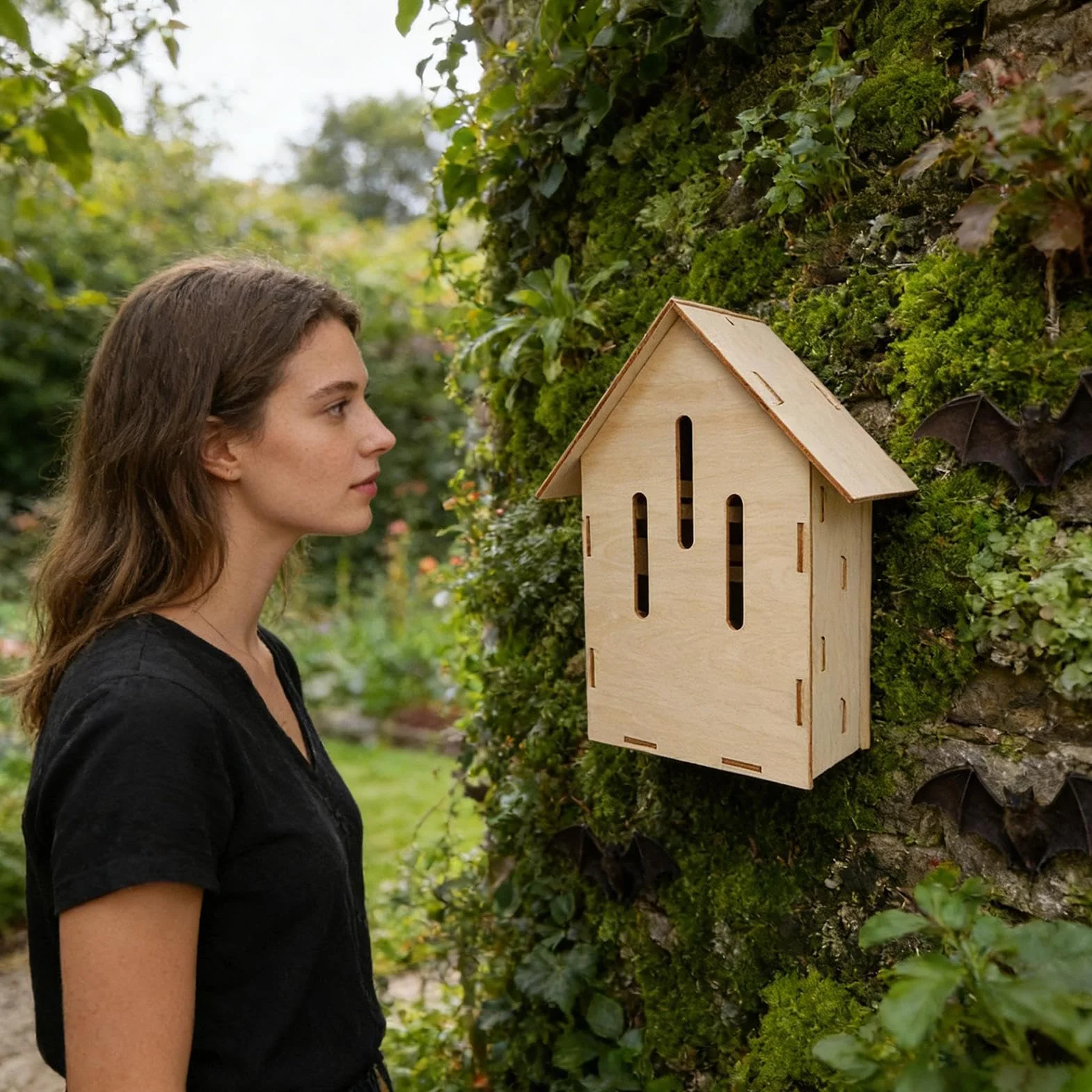 Nichoir à Chauves-Souris en Bois Habitat Animal Extérieur Cavité de Repos