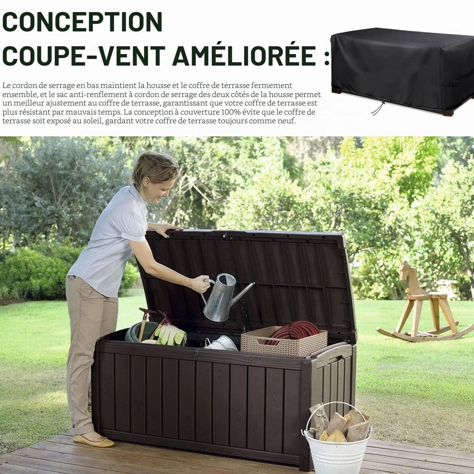 Housse Coffre Rangement Extérieur Oxford 420D Imperméable UV Vent Neige
