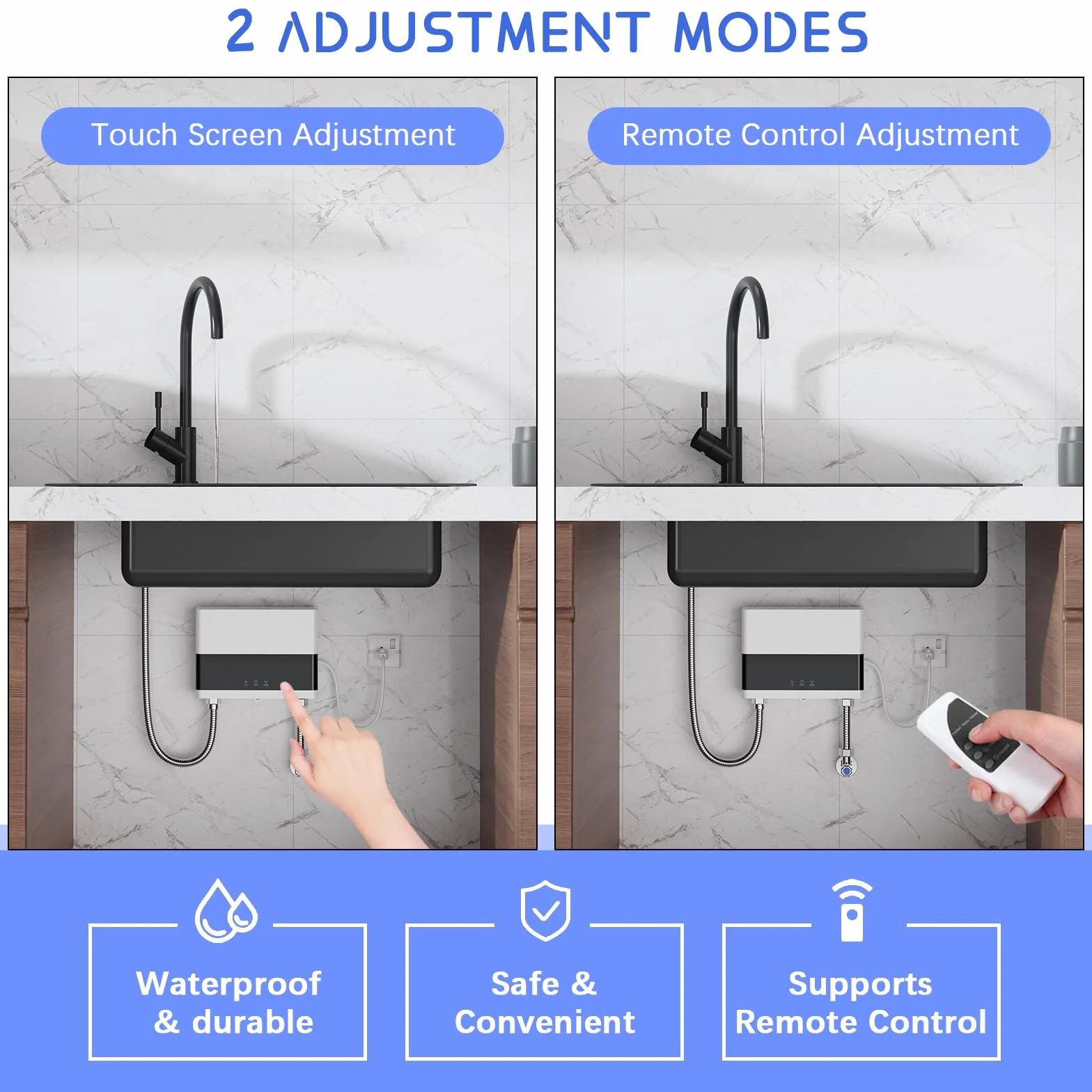 Chauffe-Eau Instantané 6000W Sans Réservoir Économie d'Énergie avec Télécommande LED Blanc
