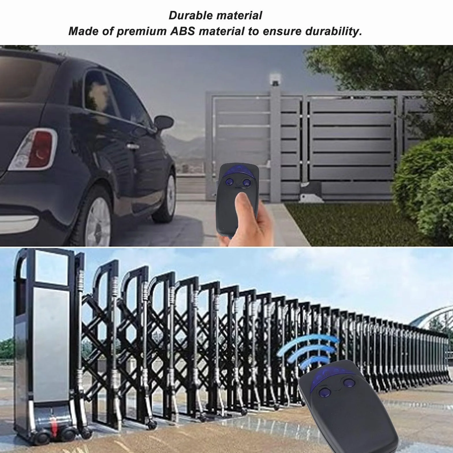 Télécommande de Porte de Garage Portable sans Fil 433,92 MHz 50-150 M, Matériau Durable, Portable et Pratique avec Batterie Sèche pour Portes à Volets Roulants (FLO2-RS)