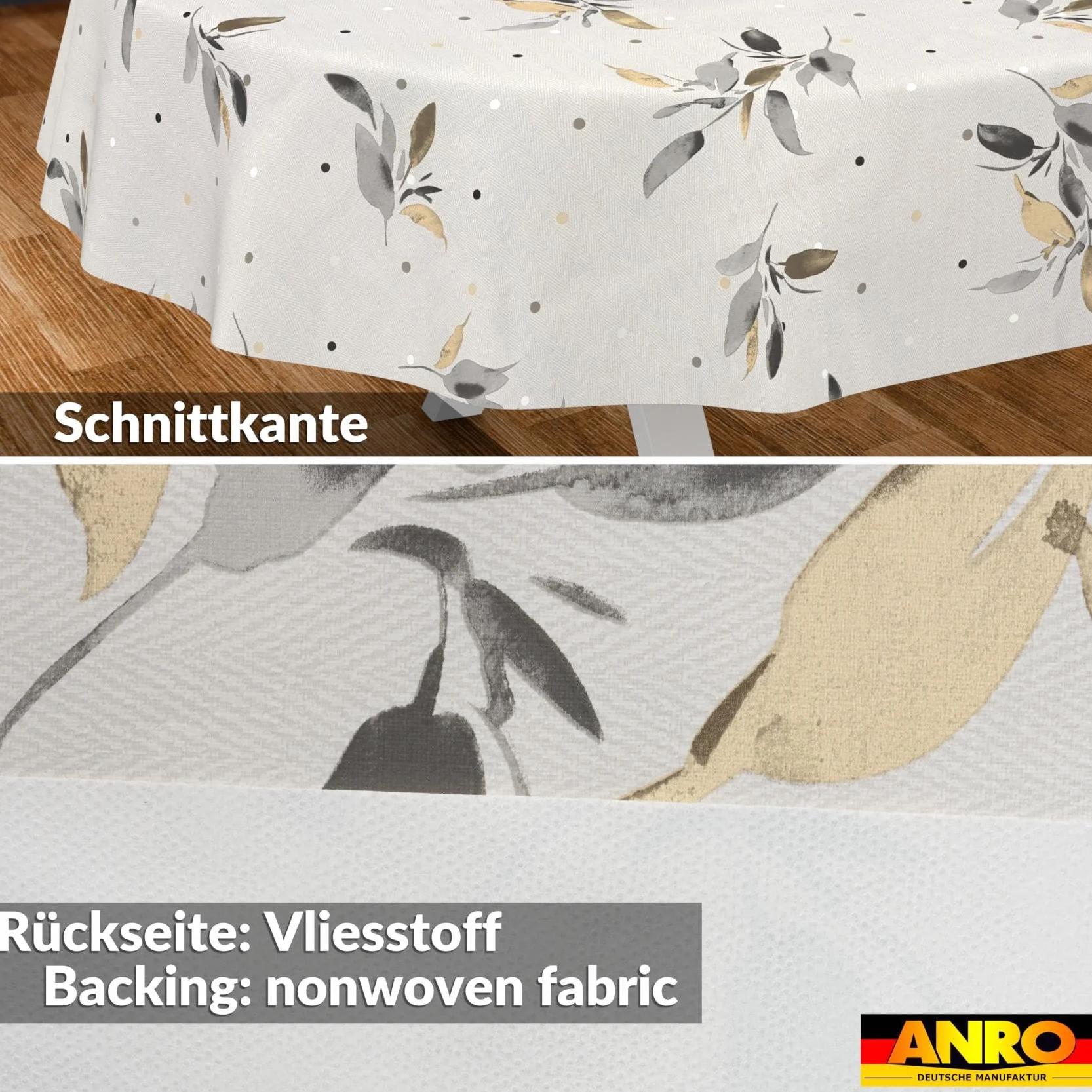Nappe en Toile cirée Lavable Imperméable Effet Lotus pour Table de Jardin Ovale 180 x 140 cm