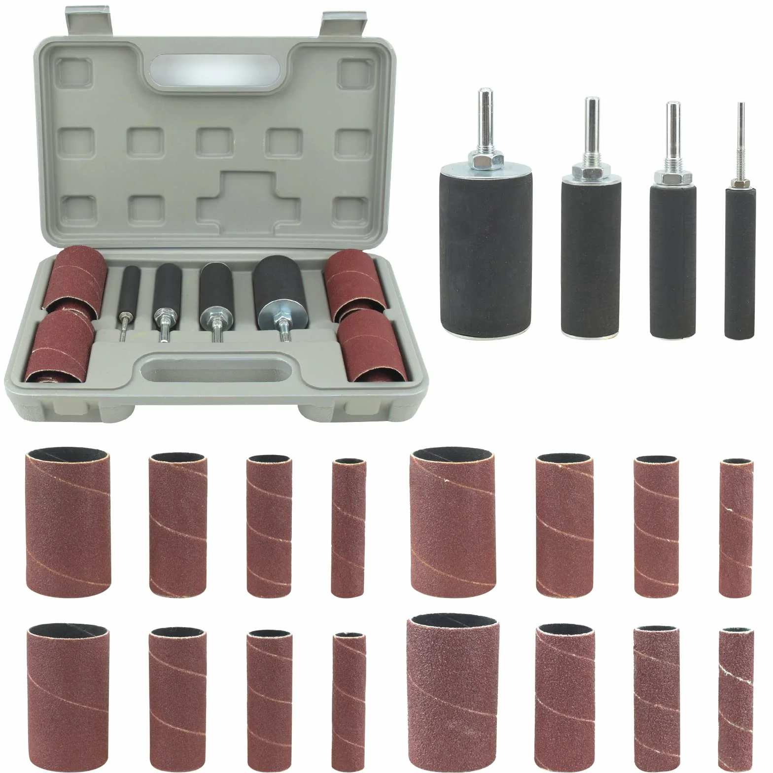 BIGP 20 Pcs Kit ponceuse à Tambour, Kit d'outils pour Ponceuse à Tambour de ponçage avec étui pour perceuse à Colonne