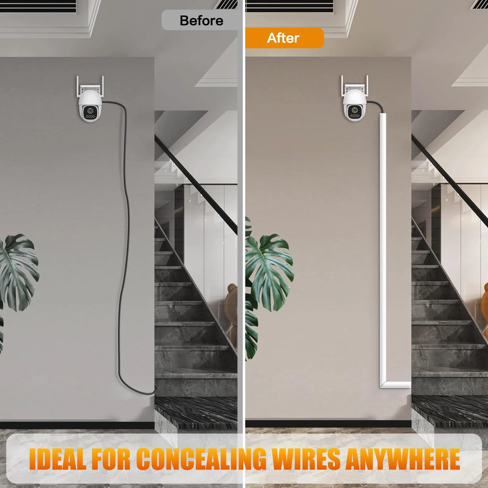 Goulotte Passe Cable adhésive Cache Fil Electrique Flexible goulotte Cache Cable Mural à Ouverture latérale Passage Fil Electrique (22mm×10mm×1m, Blanc)