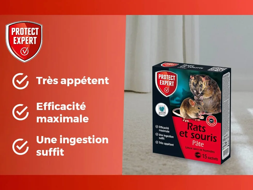 Protect Expert Anti Rats et Souris 15 Sachets 150g Prêt à l'emploi