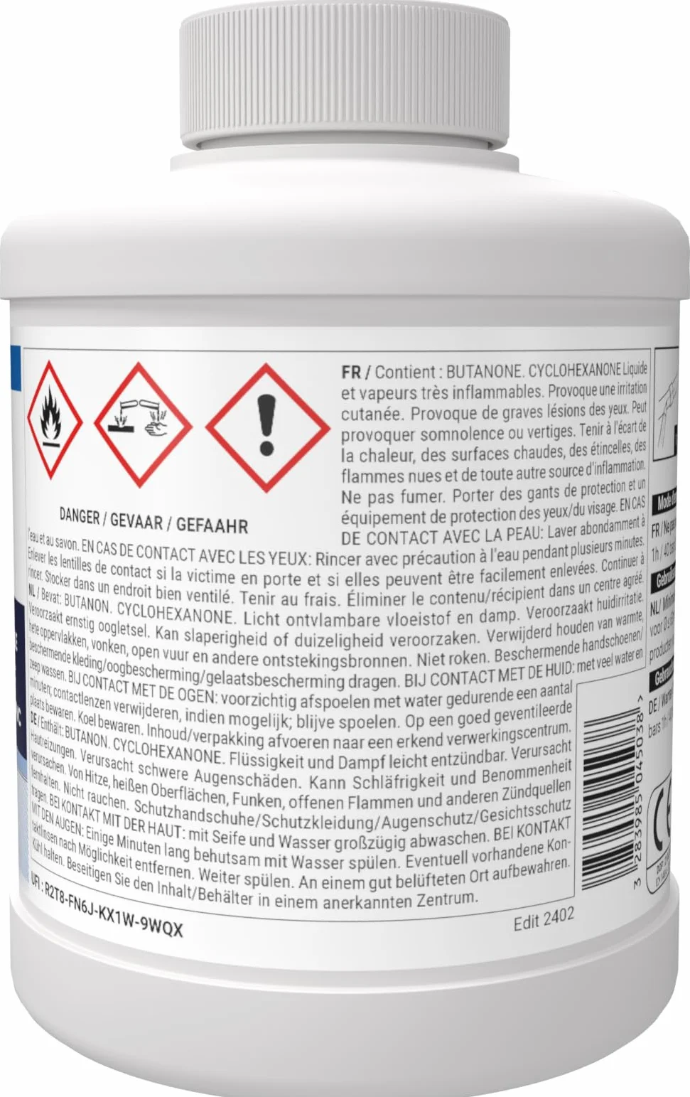 GEB Colle PVC spécial piscine jaccuzzi irrigation Gebsoblue 500ml pour assembler canalisations et raccords en PVC. Sans THF