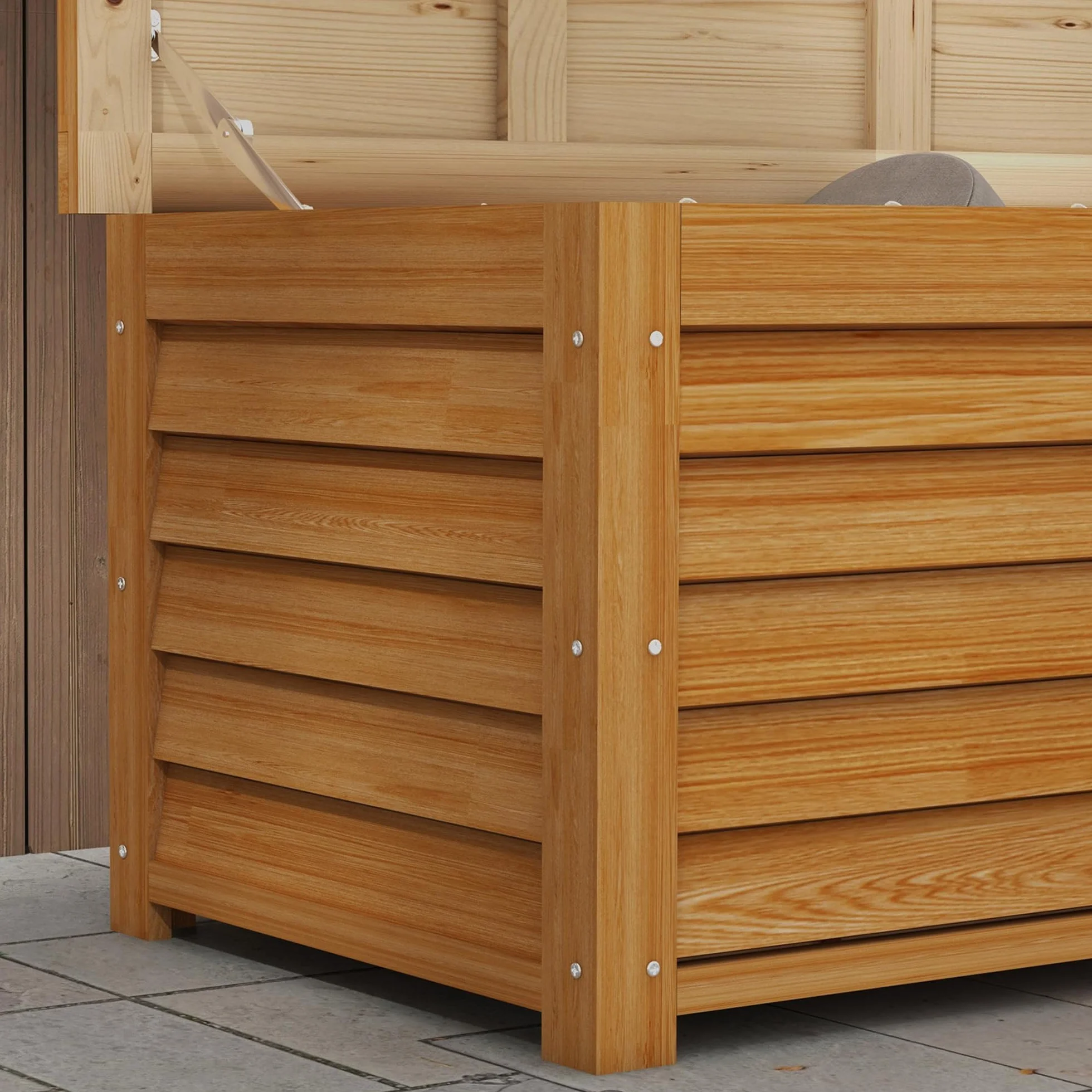 Outsunny Coffre de Rangement extérieur Jardin en Bois 176L 130x50x45 cm