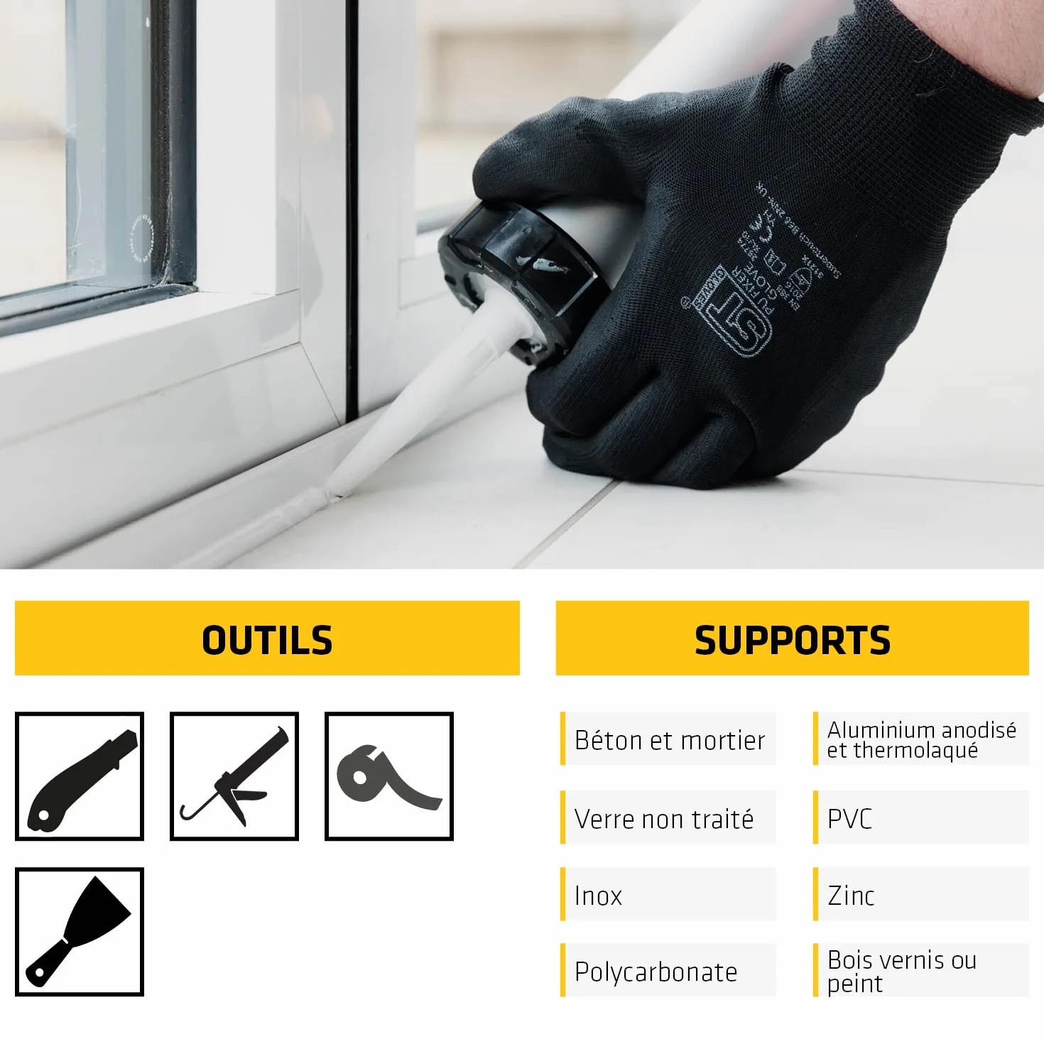 SIKA - Mastic silicone de construction - SikaSeal-110 Menuiserie & Vitrage beige pierre - Joint de menuiserie/vitrage - Extérieur/intérieur - 300 ml