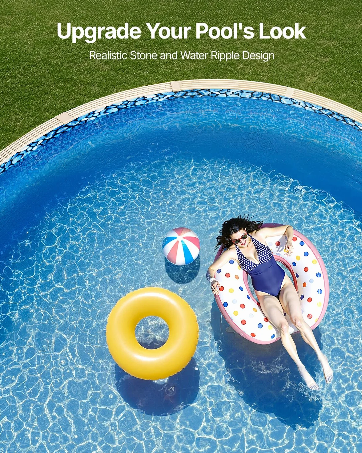 VEVOR Revêtement de Piscine Ronde 732x147 cm Chevauchement Vinyle Calibre Standard Résiste à l'usure