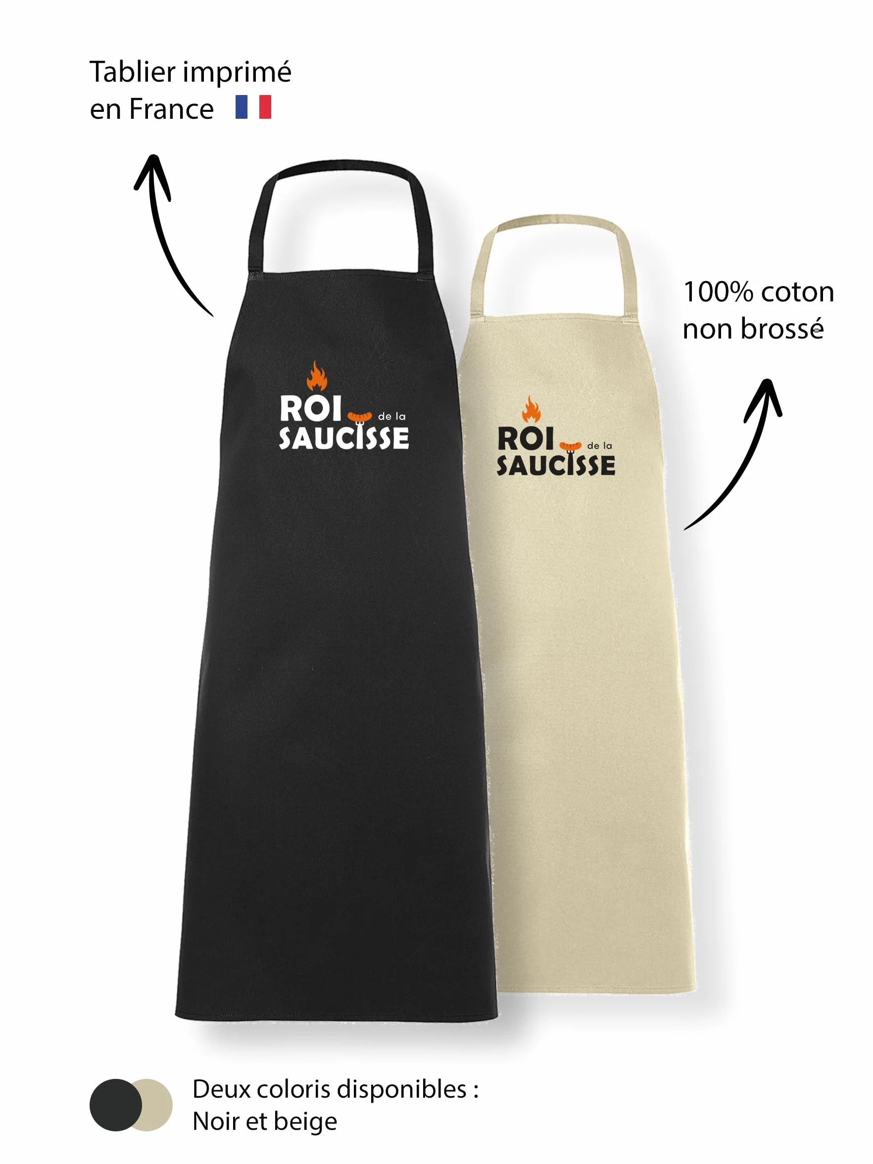 Tablier de Cuisine Drôle Roi de la Saucisse Cadeau Maîtres du Barbecue
