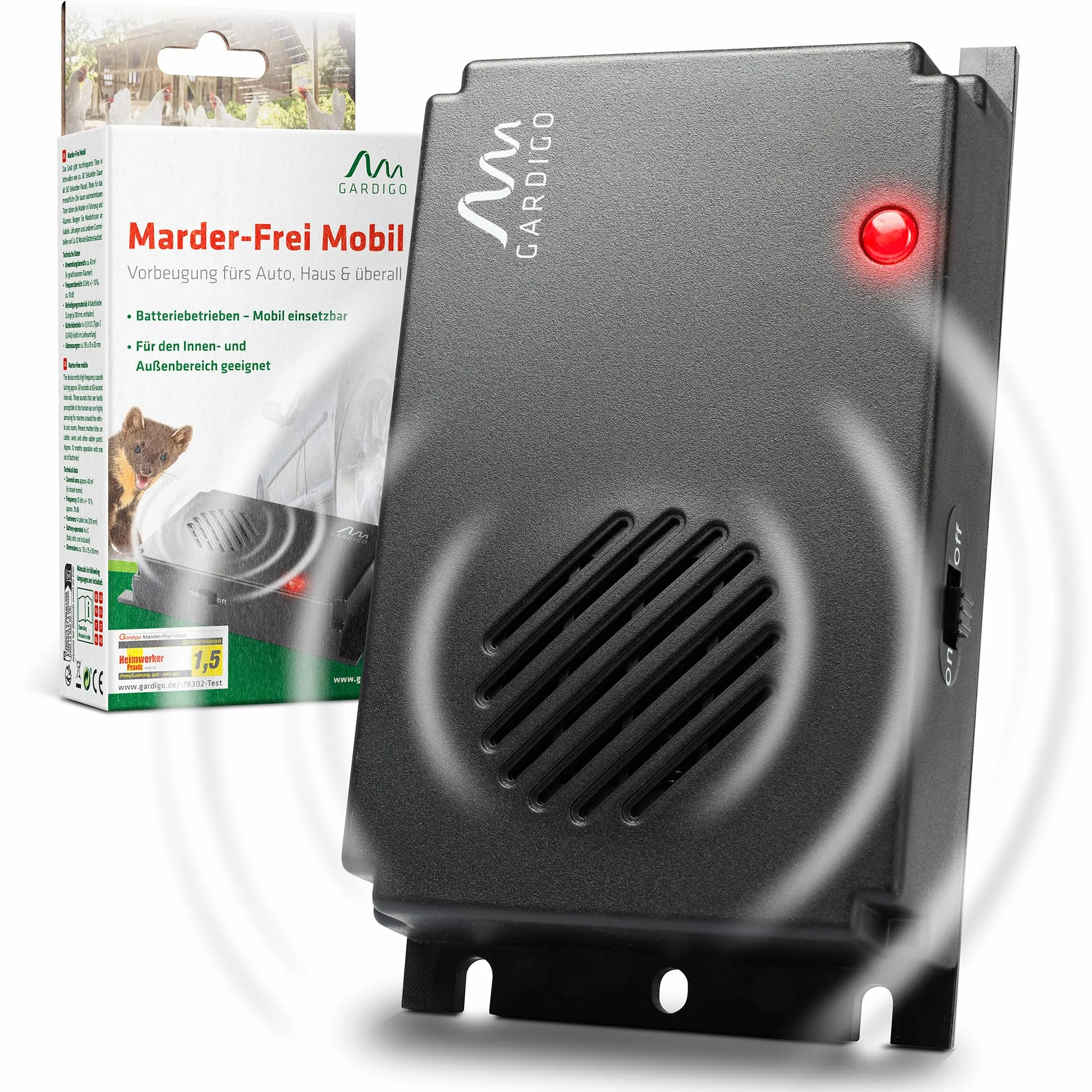 GARDIGO® Répulsif Anti Fouines Ultrason Repeller Anti-Martres Souris Ratons Laveurs Rongeurs