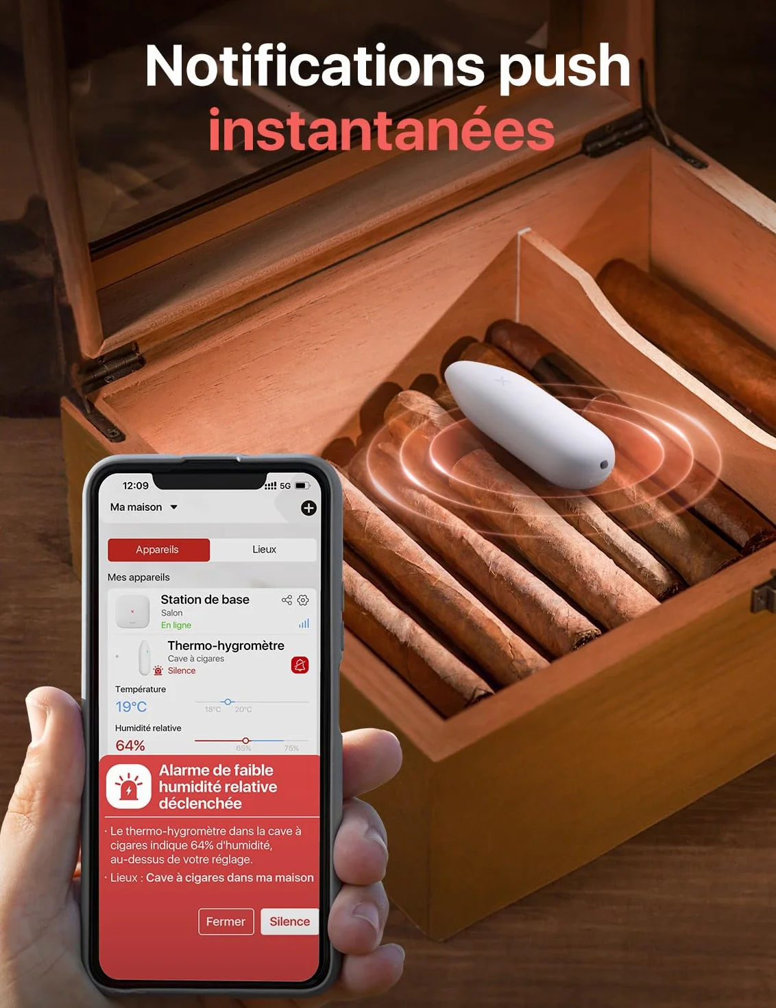 X-Sense STH55 Thermomètre Intérieur Connecté WiFi Hygromètre Haute Précision Suivi Température Humidité Alertes App Compatible Alexa