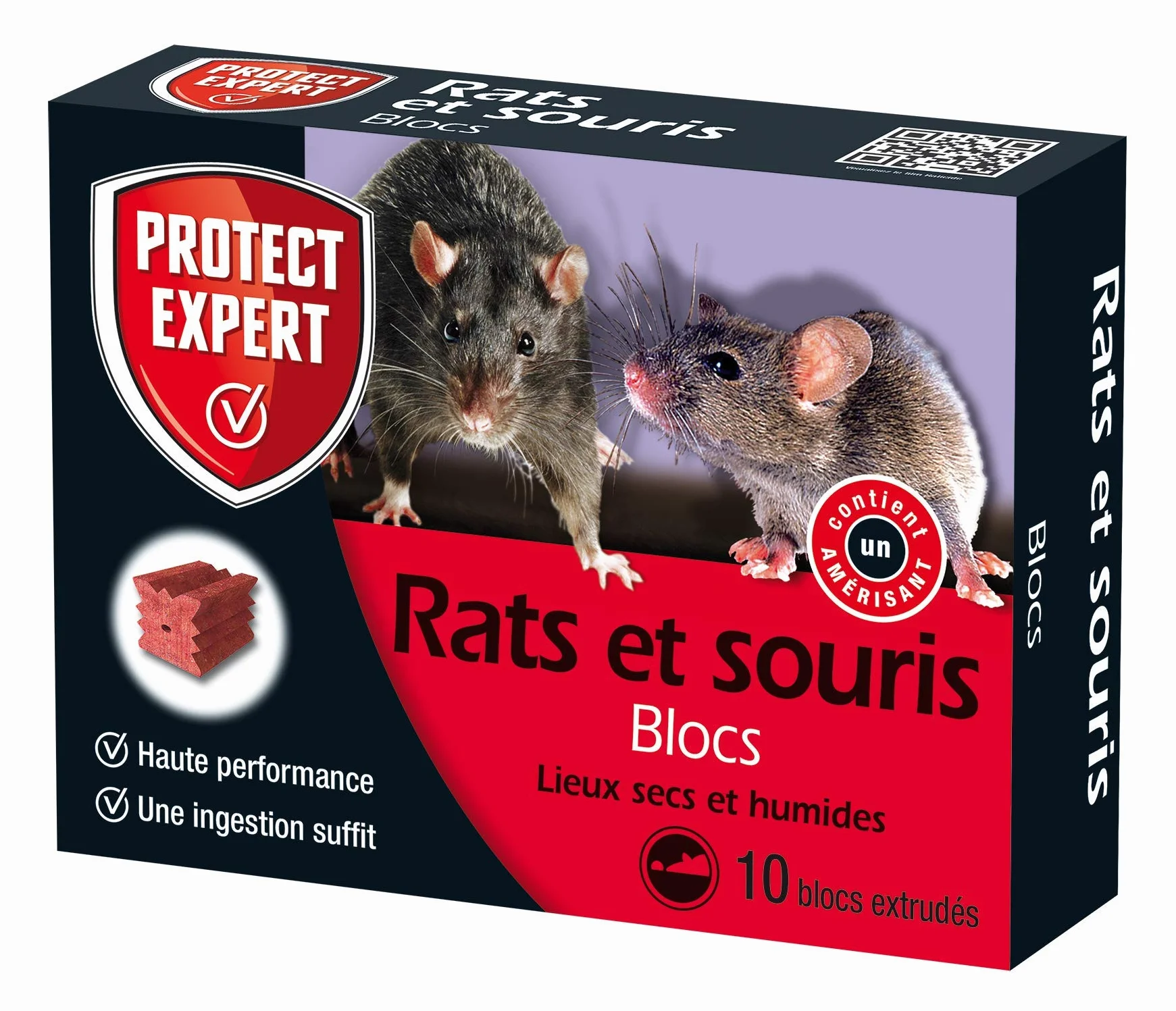 PROTECT EXPERT Anti Rats & Souris 10 Blocs extrudés Fluorescent 300g Prêt à l'emploi