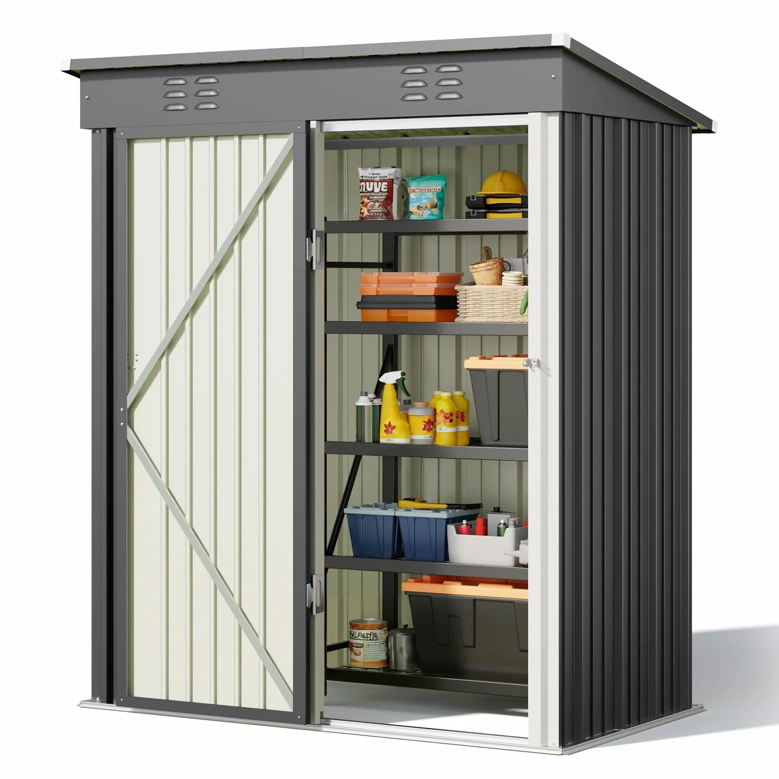 Bealife Abri de Jardin en Métal 180x162x95 cm Acier Galvanisé Gris