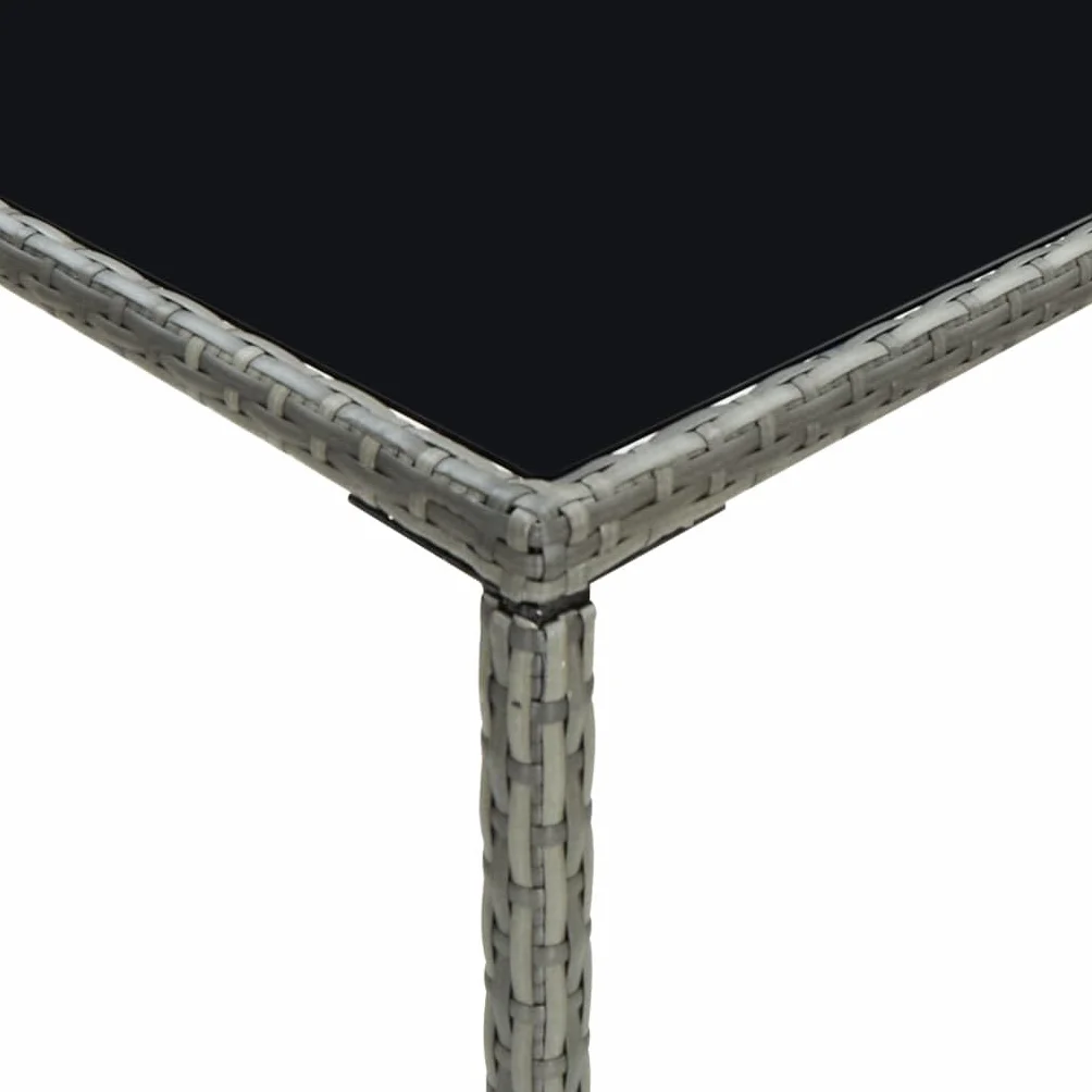 Tomostar Table de Bar Haute 70x70x110cm Résine tressée Verre Gris