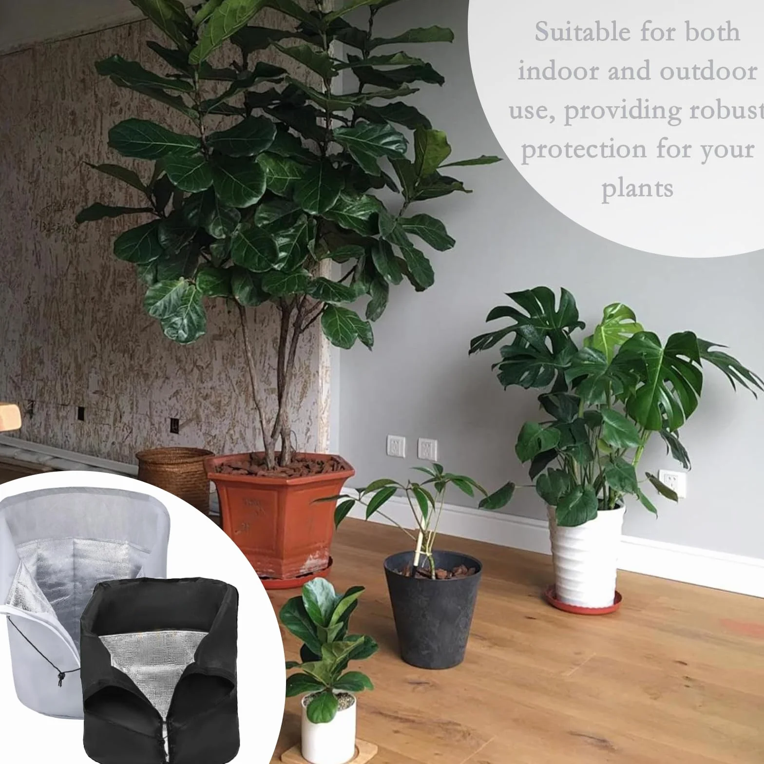 Housse Thermique pour Plantes en Pot Antigel 40 x 50 cm avec Fermeture Éclair et Doublure Isolante