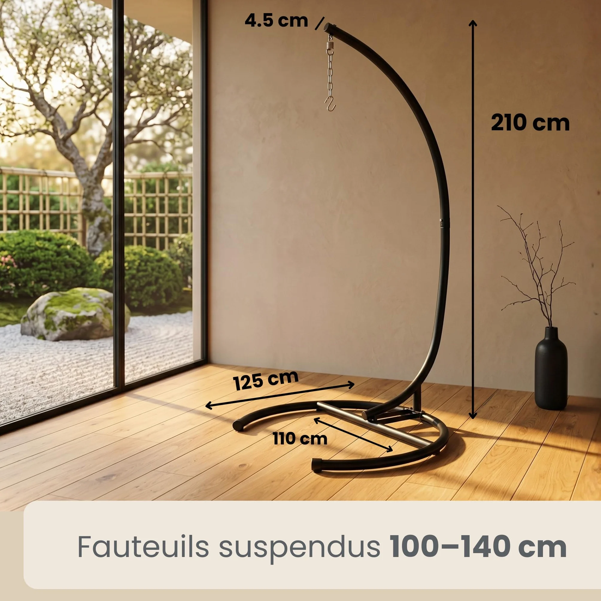 AMANKA Support Fauteuil Suspendu 210cm 150kg Cadre Jardin