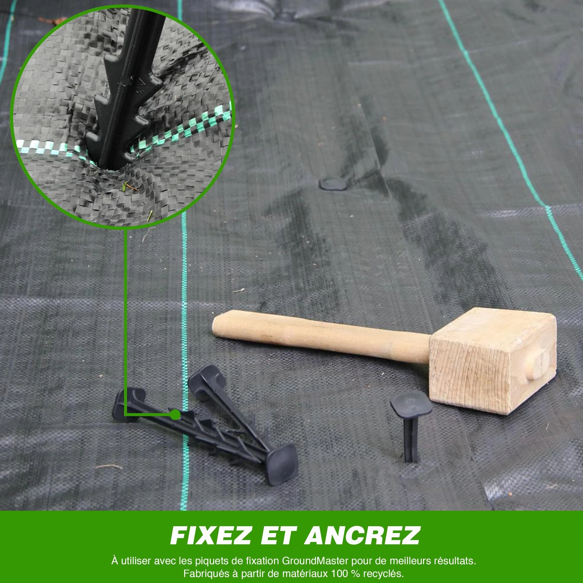 Bâche géotextile GroundMaster 4m x 10m résistante contre les mauvaises herbes